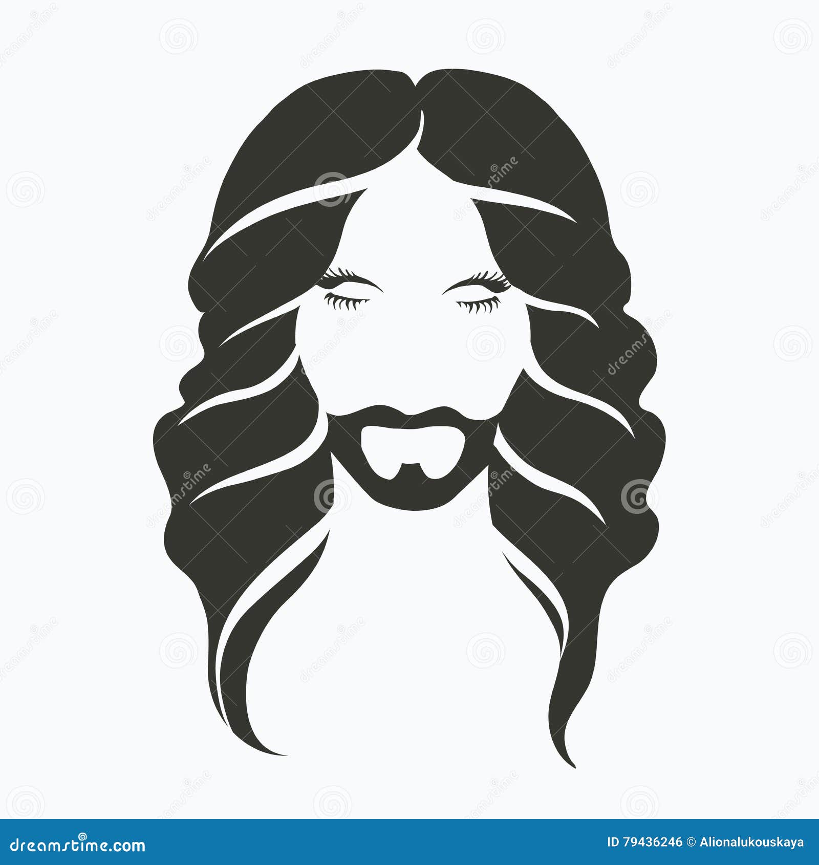 Vector Icon Portrait of a Man with a Beard and a Beautiful Long Hair, Perm,  Monochrome, Stylish, Fashionable Men S Stock Vector - Illustration of icon,  elegant: 79436246