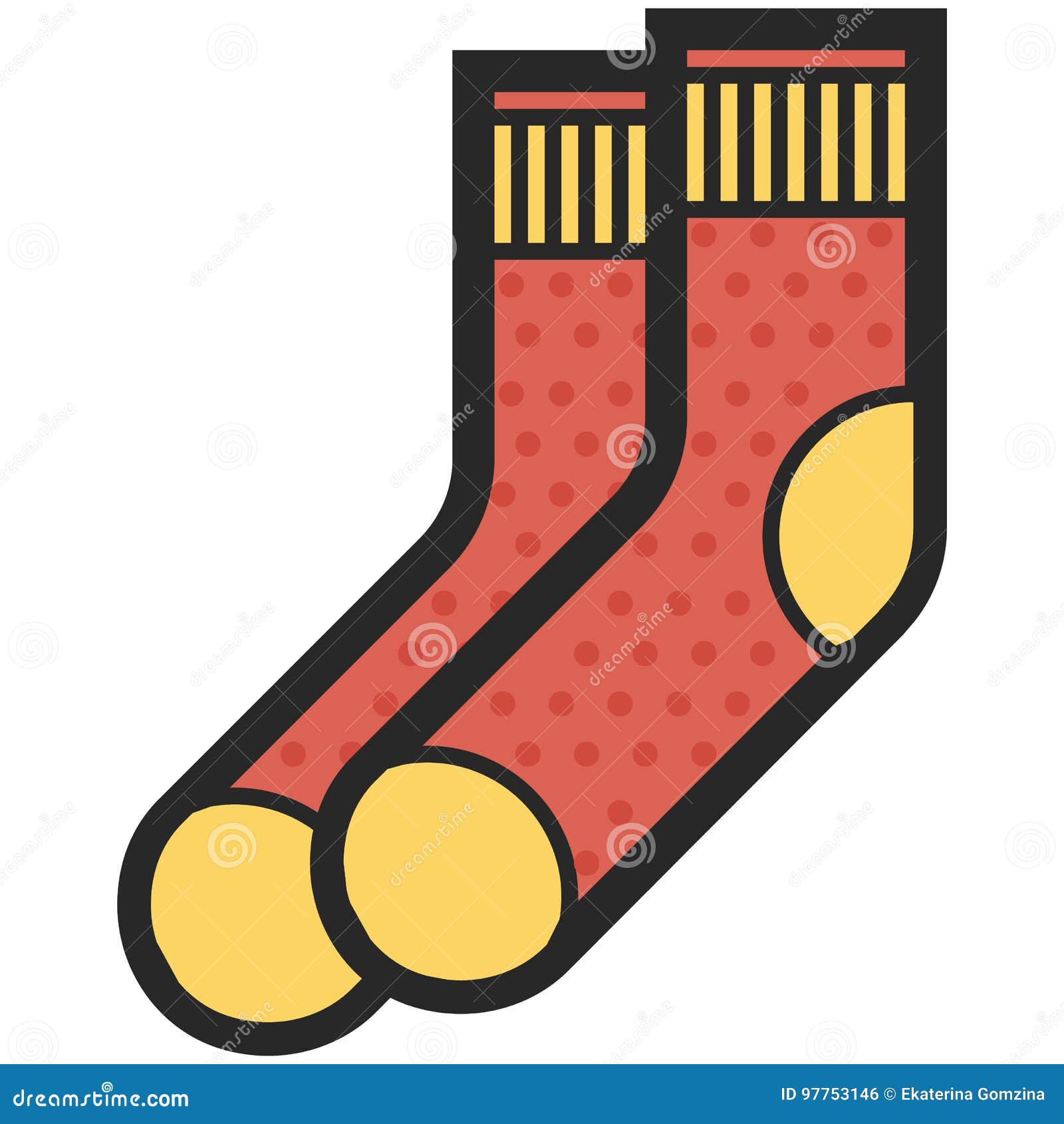 Vector Icon of a Red and Yellow Socks for Men or Women in Flat Style ...