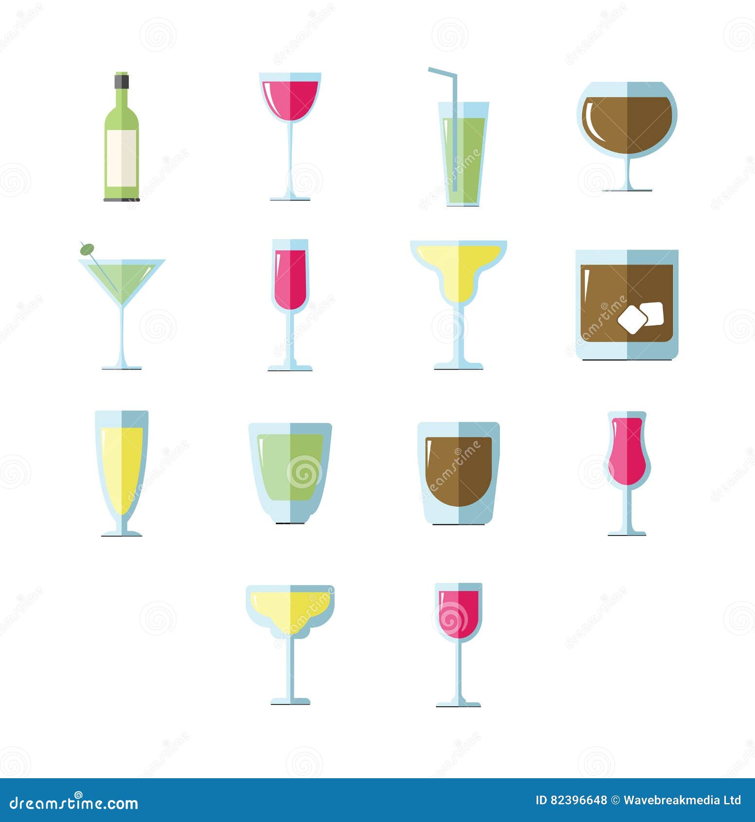 Vector Icon Set for Drink Glasses Stock Vector - Illustration of beer, clear: 82396648