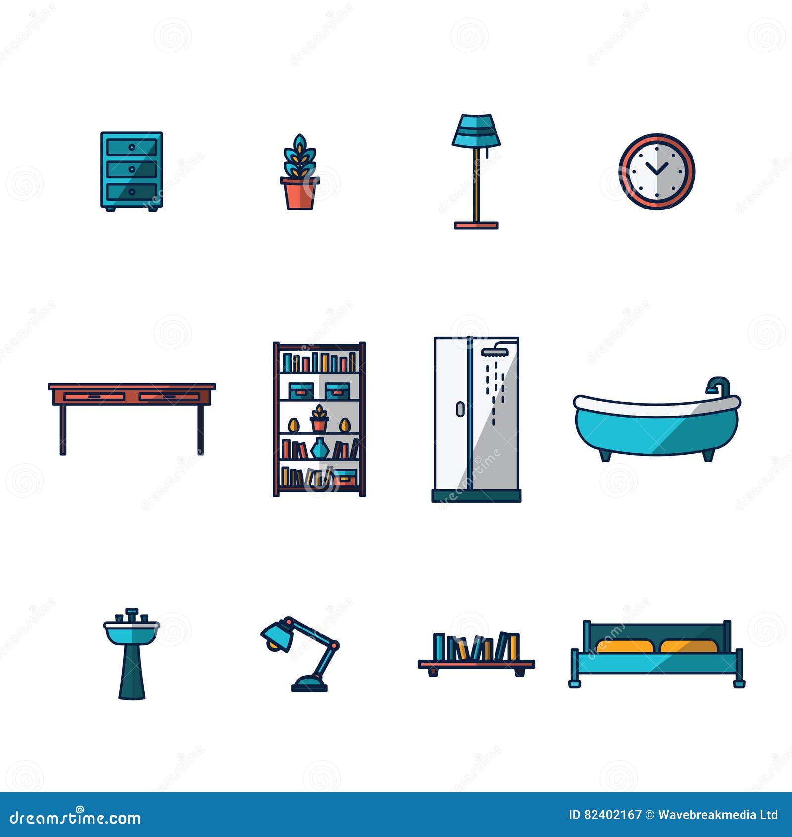 Vector Icon Set For Furniture And Home Da C Cor Stock Illustration Illustration Of Gratitude Equipment 82402167