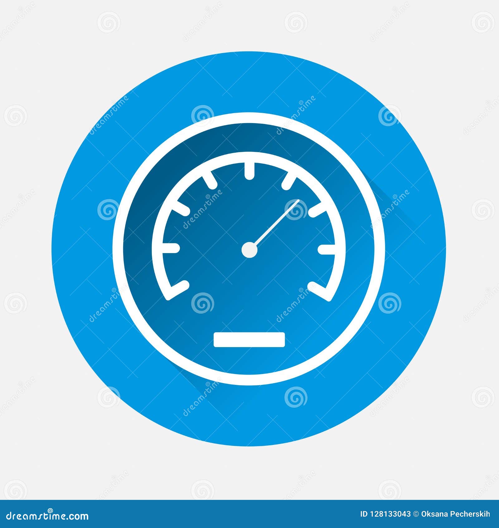 Vector Icon Speedometer on Blue Background. Flat Image Speedometer Icon