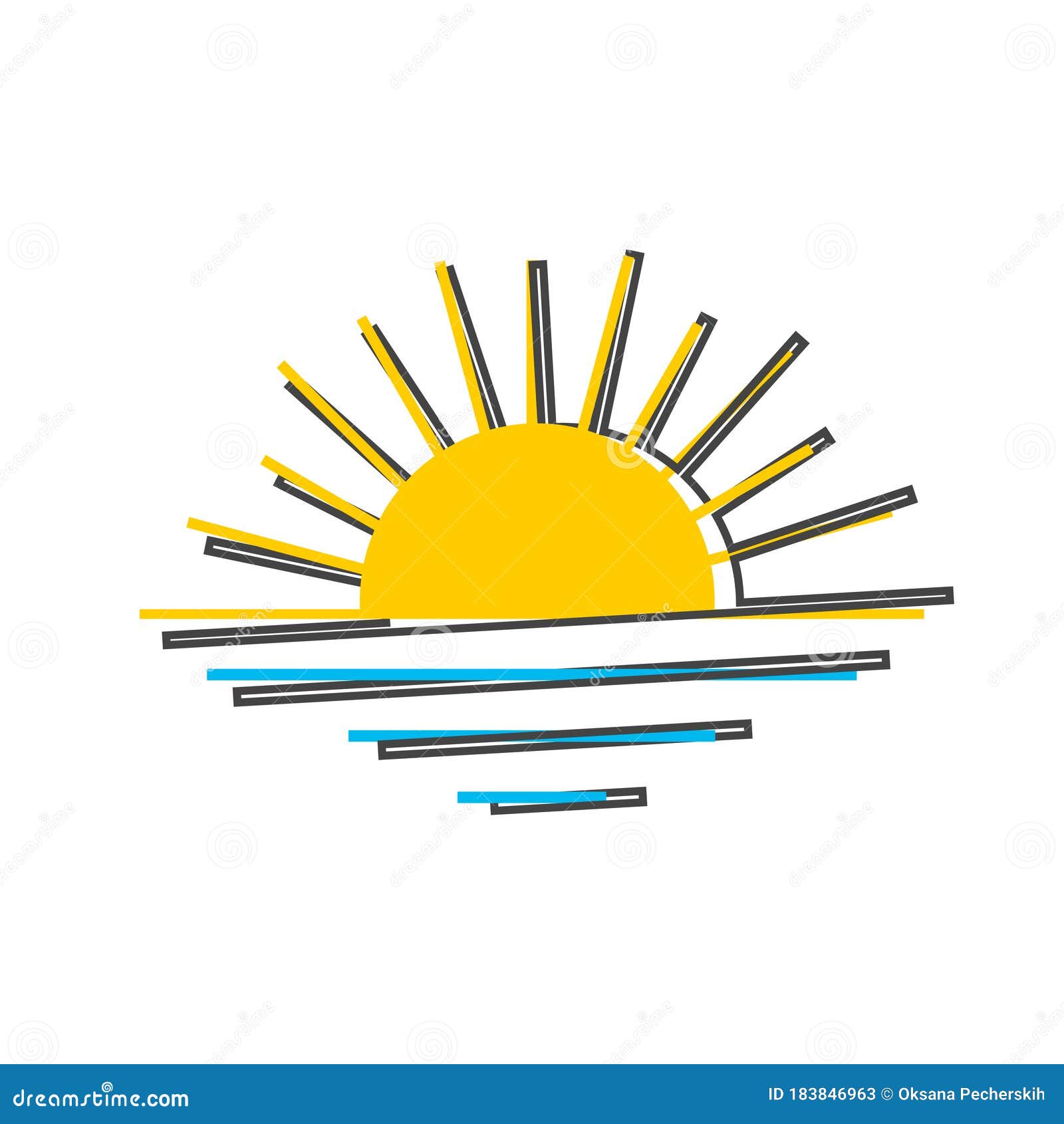 Vector Icon Sunset, Sunrise Cartoon Style on White Isolated Background  Stock Vector - Illustration of icon, abstract: 183846963