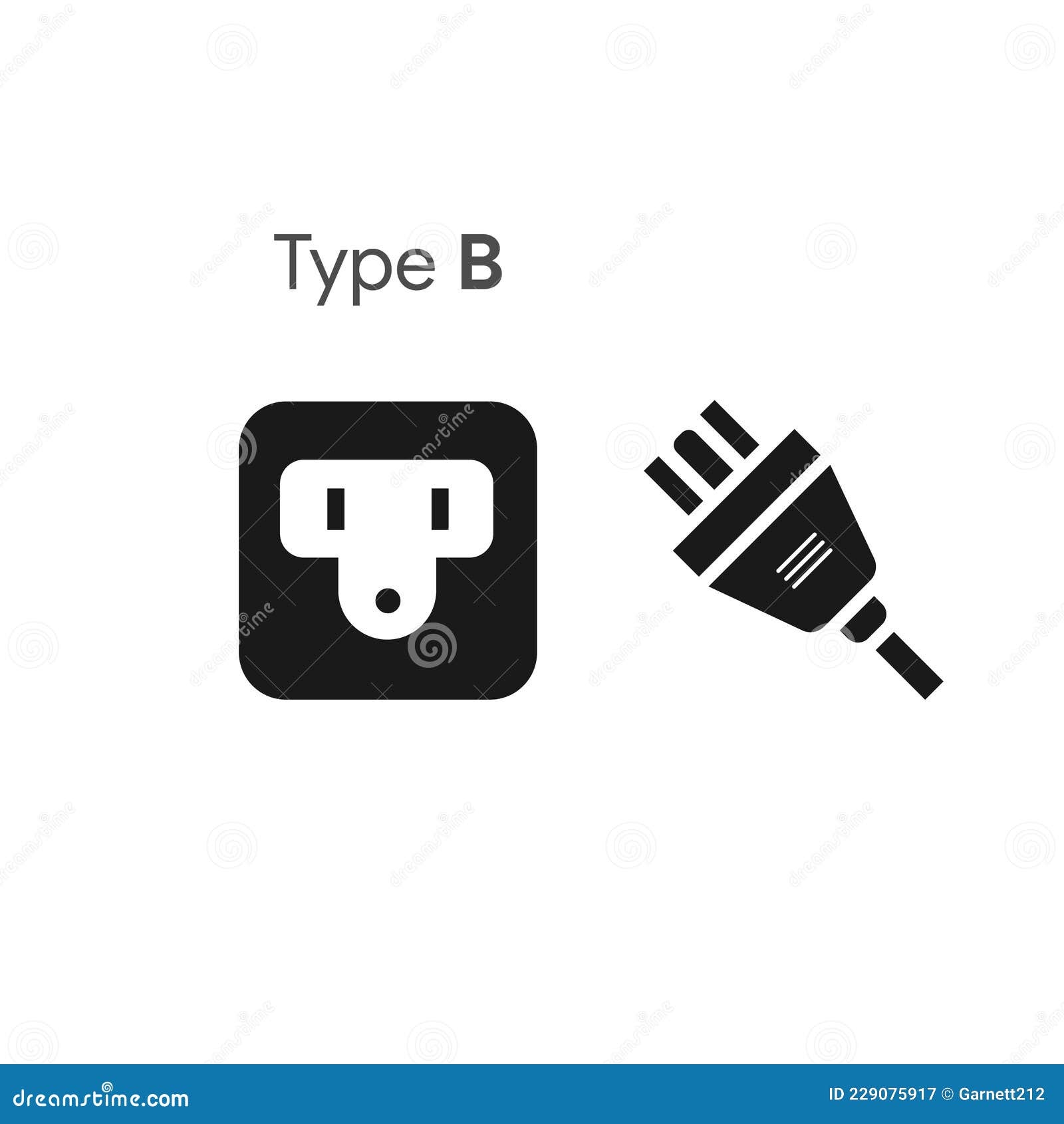 Vector Icon of a Type B Electrical Outlet and an Electric Plug. Flat