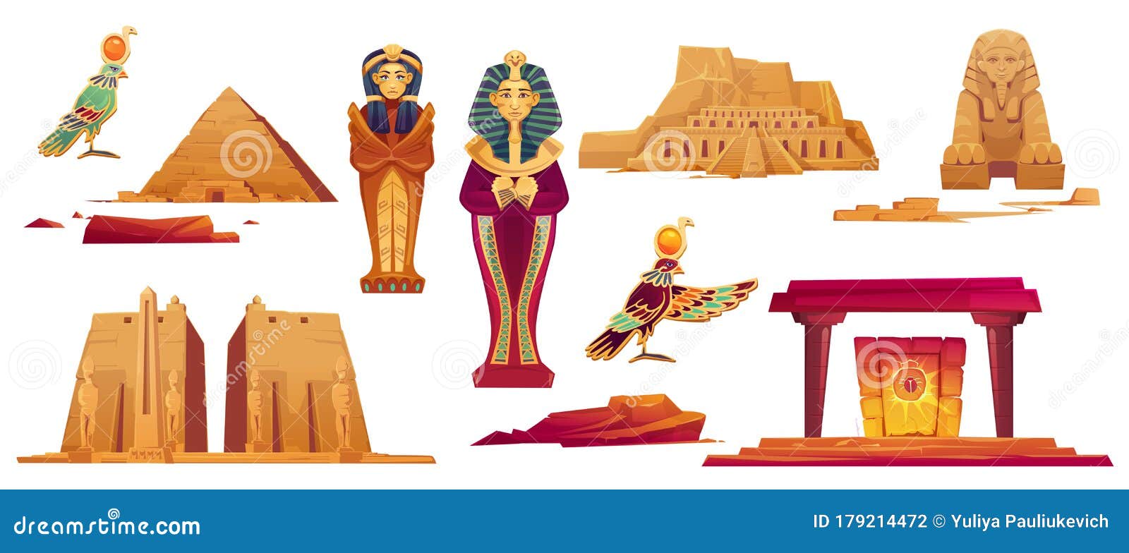 Vector Icons of Ancient Egypt Landmarks Stock Vector - Illustration of ...