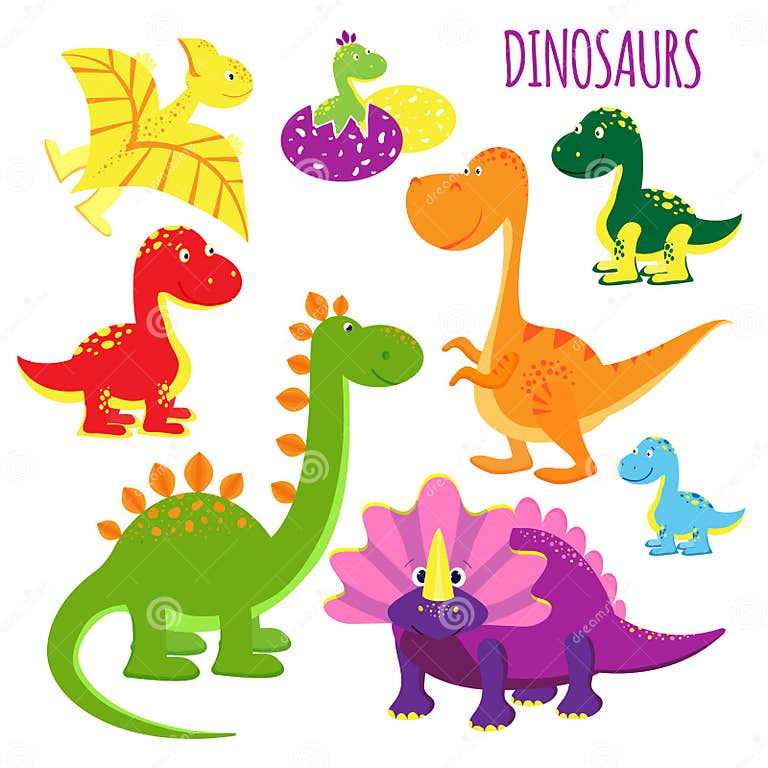Vector Icons of Baby Dinosaurs Stock Vector - Illustration of ...