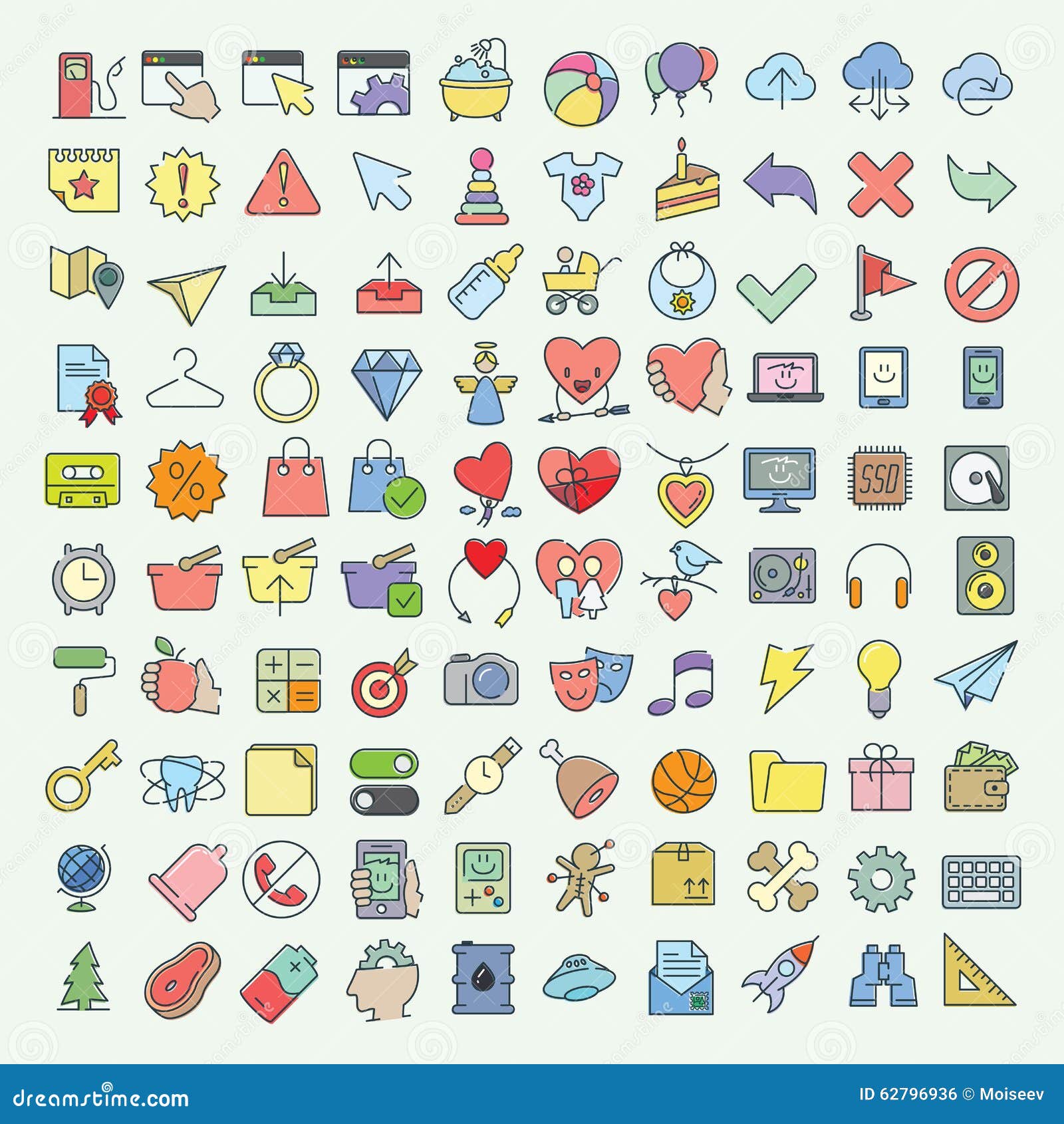 Vector icons set stock vector. Illustration of nice, pack - 62796936