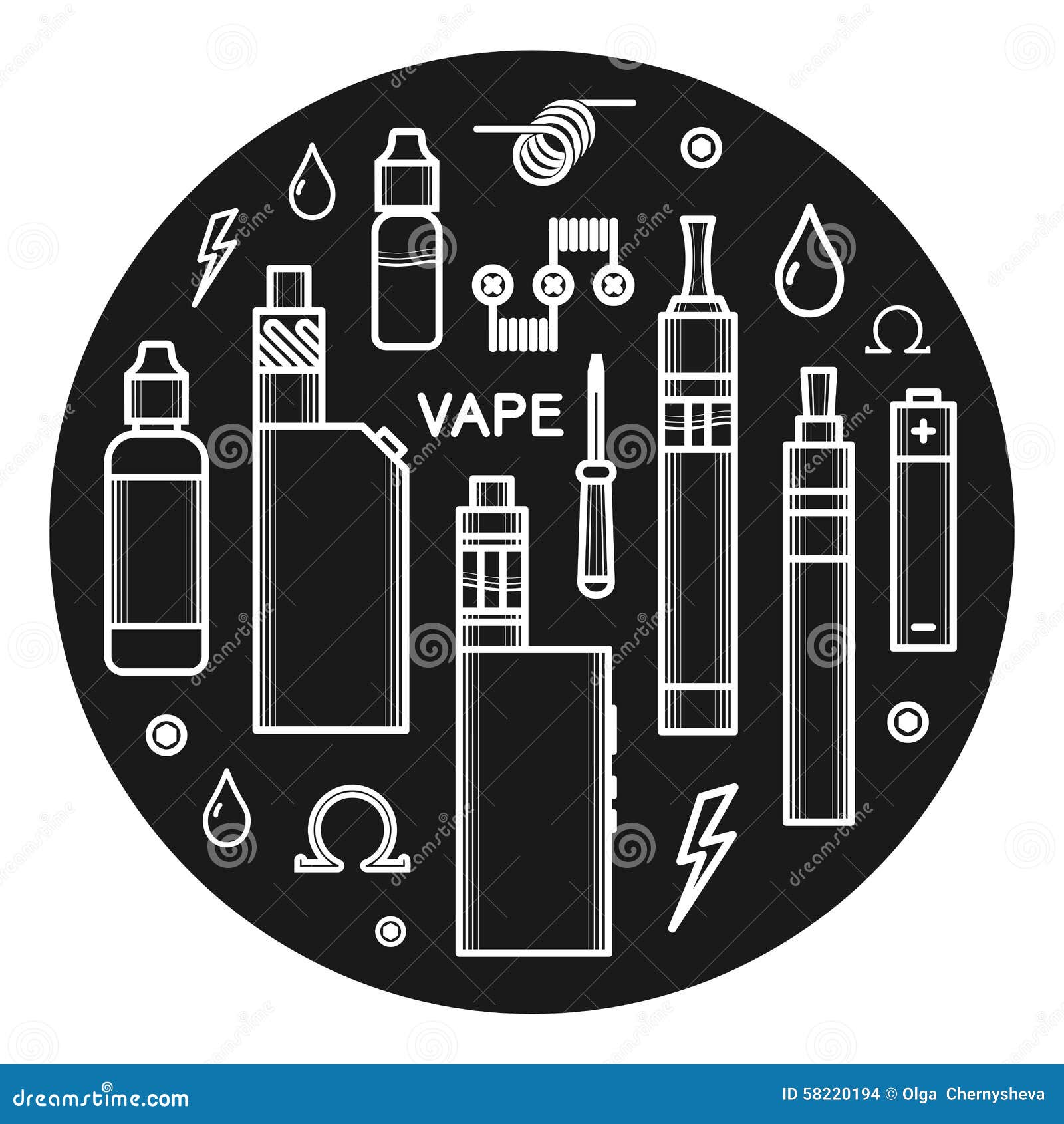 Vector icons of vape stock vector. Illustration of flavor 58220194