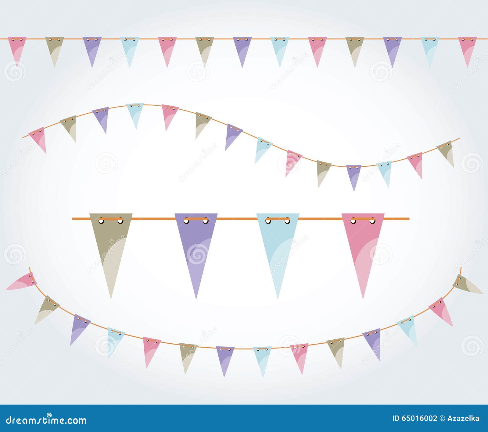 Vector Illustrated Flag Garland Set. Triangle Flags on the Rope