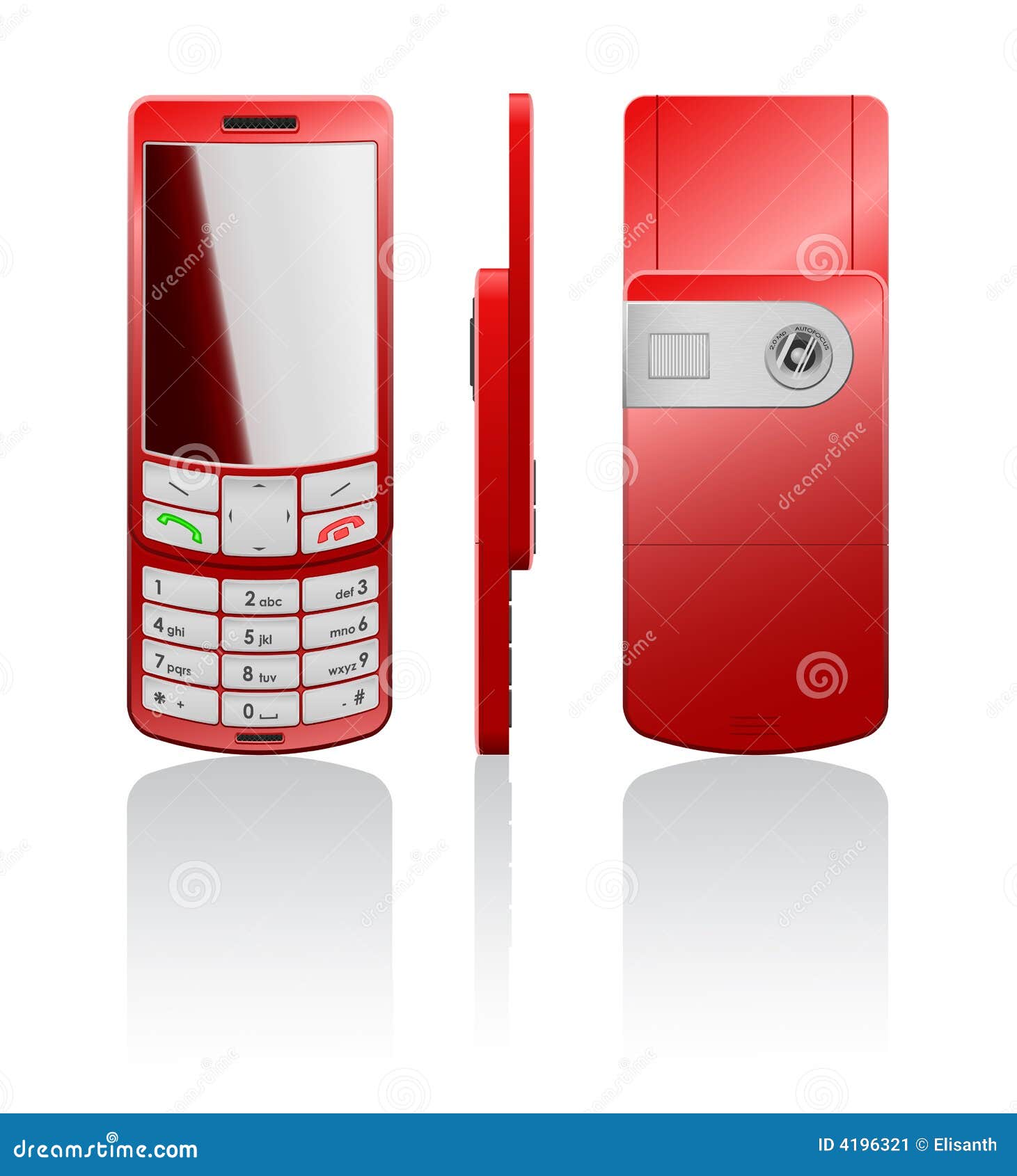 Vector illustratie van een rode cellphone. De vector photorealistic illustratie van een rode cellphone-schuif met witte knopen, opent