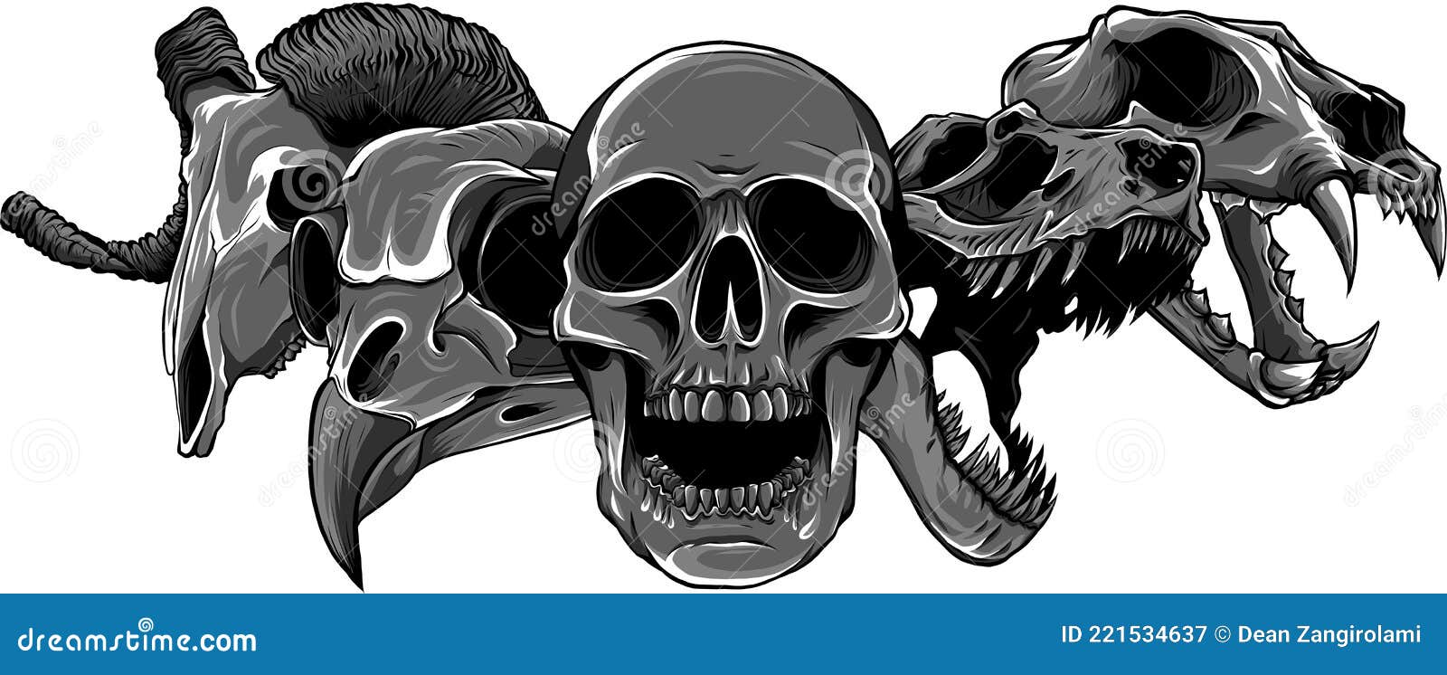 Vector Illustratio of Animal Skull Art Design Stock Vector