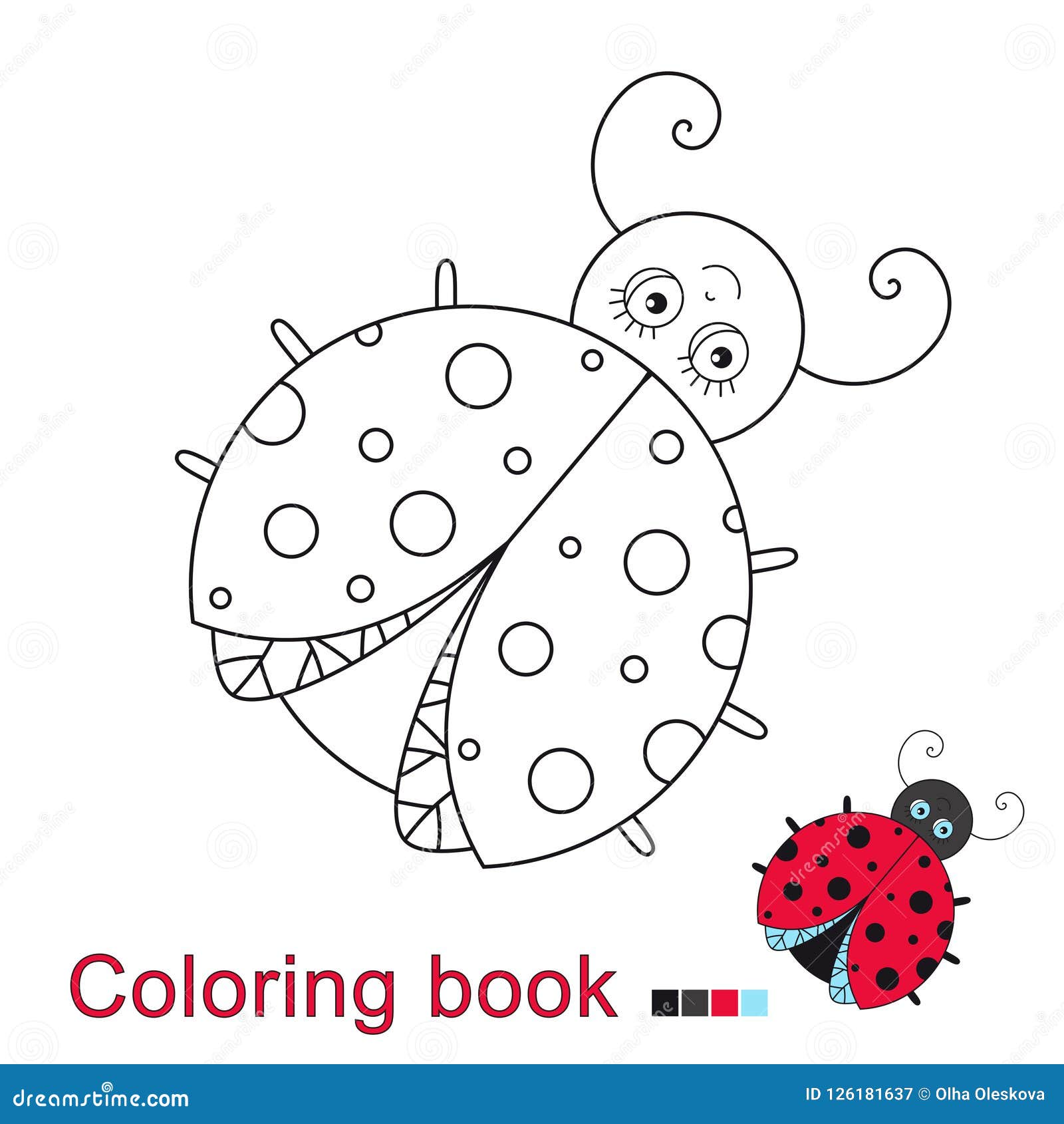 Download Vector Illustration Of Funny Ladybug For Coloring Book Stock Vector Illustration Of Bright Small 126181637