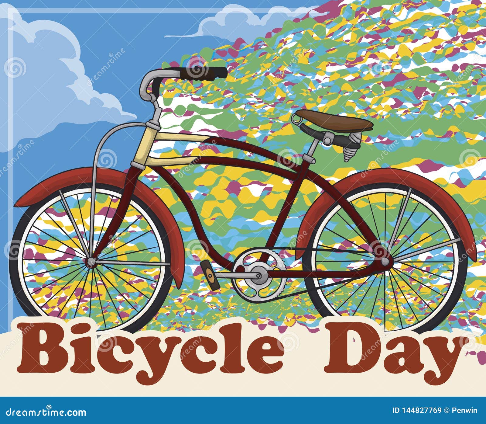 Bike Trip and Colorful Transformation To Commemorate Bicycle Day Event, Vector Illustration