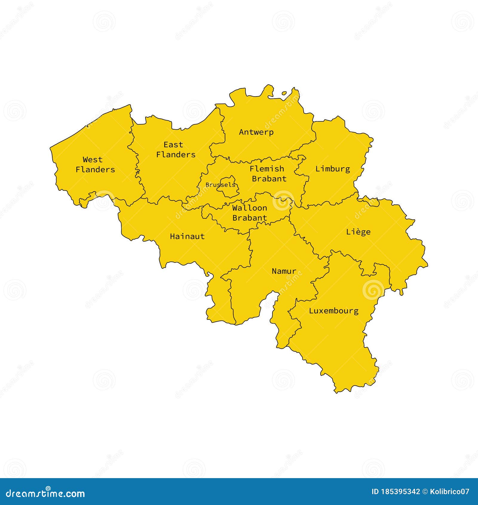 Vector Illustration of Administrative Division Map of Belgium. Vector ...