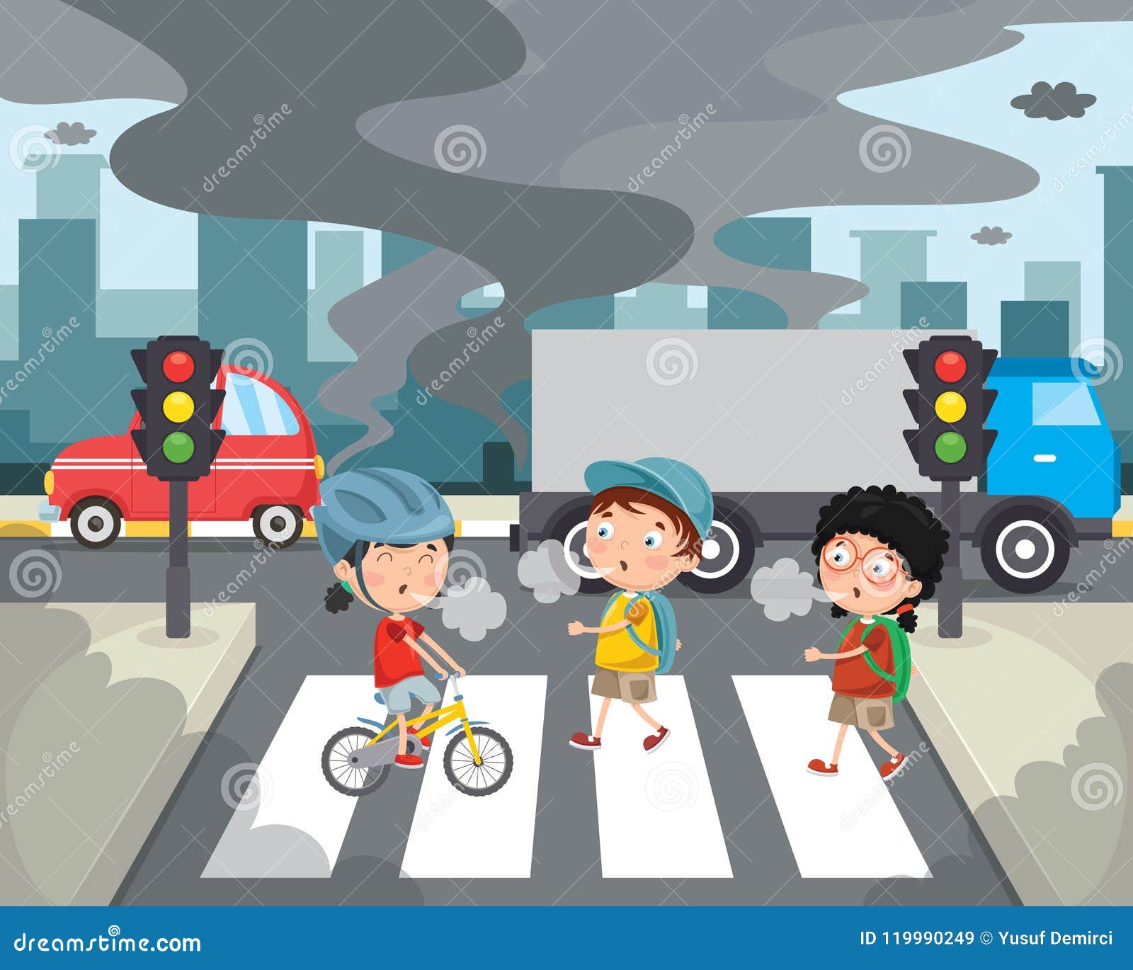 Vector Illustration of Air Pollution Stock Vector - Illustration of  asphalt, disaster: 119990249