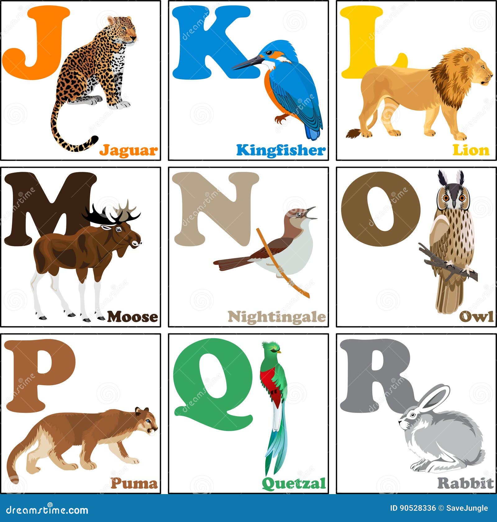 Vector Illustration of Alphabet Animals from J To R Stock Vector -  Illustration of mammal, kids: 90528336