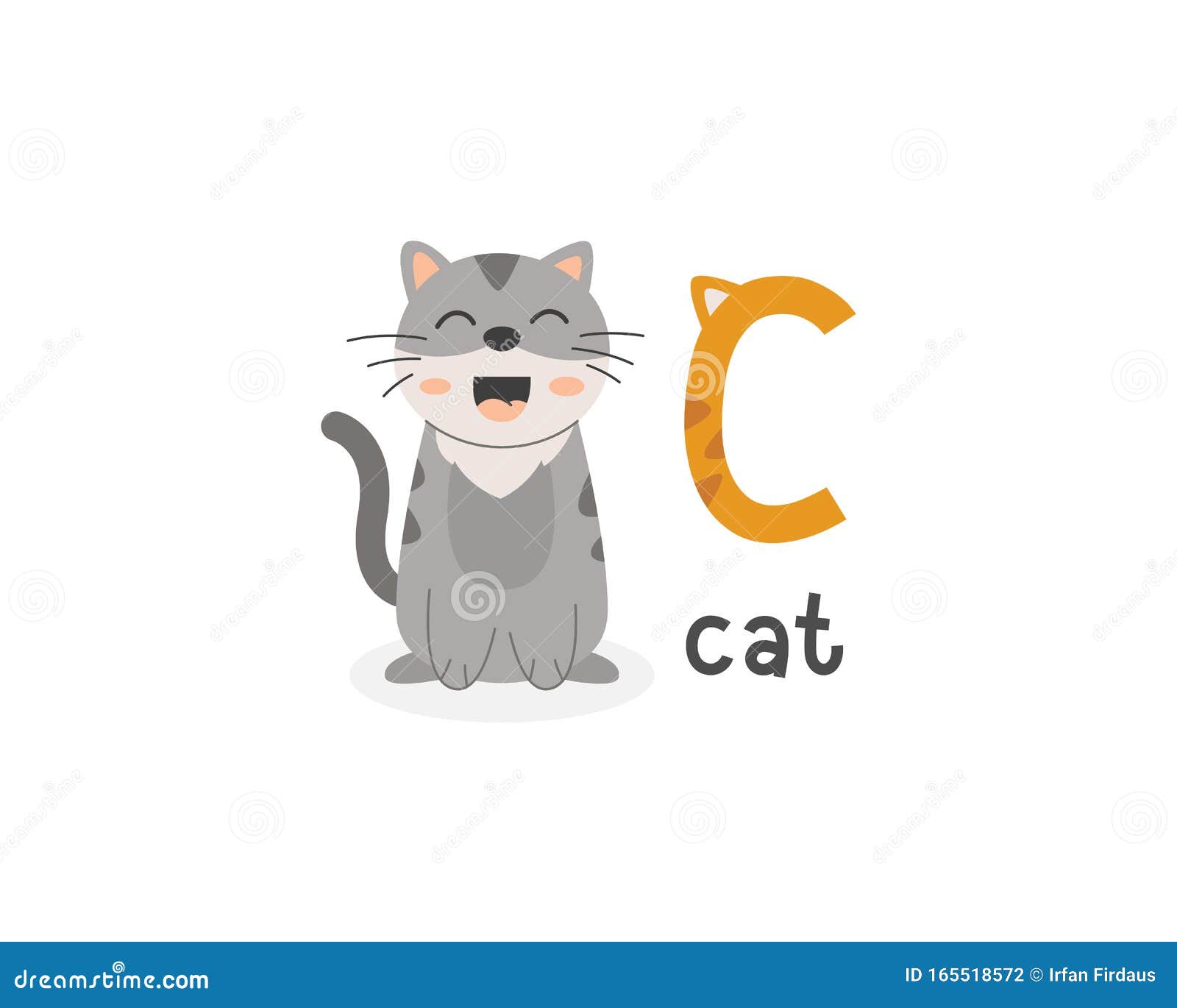 Vector Illustration Of Alphabet Letter C And Cat Stock Vector