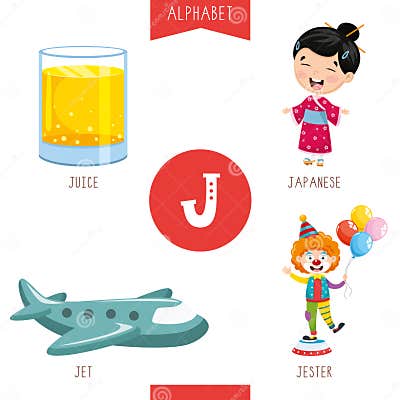 Vector Illustration of Alphabet Letter J and Pictures Stock Vector ...