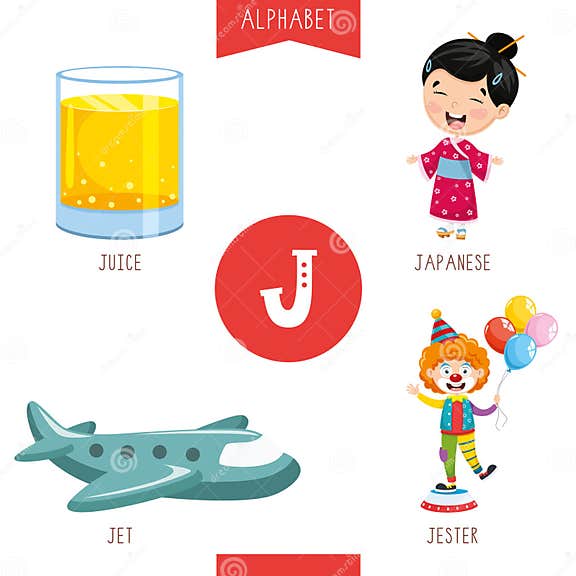 Vector Illustration of Alphabet Letter J and Pictures Stock Vector ...