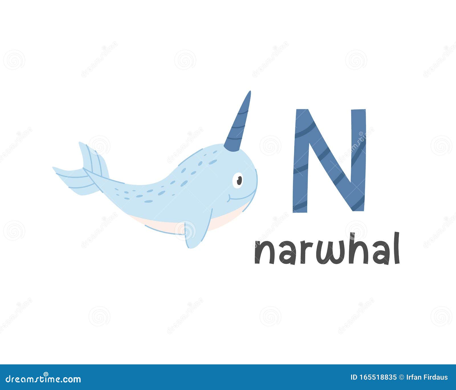Vector Illustration of Alphabet Letter N and Narwhal Stock Vector -  Illustration of drawing, learn: 165518835