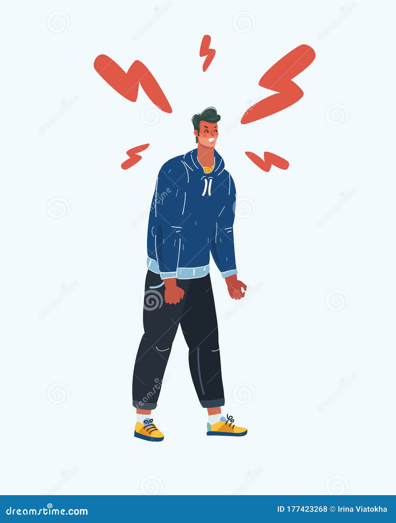 Vector Illustration of Angry Person on White Background. Stock Vector -  Illustration of face, drawing: 177423268