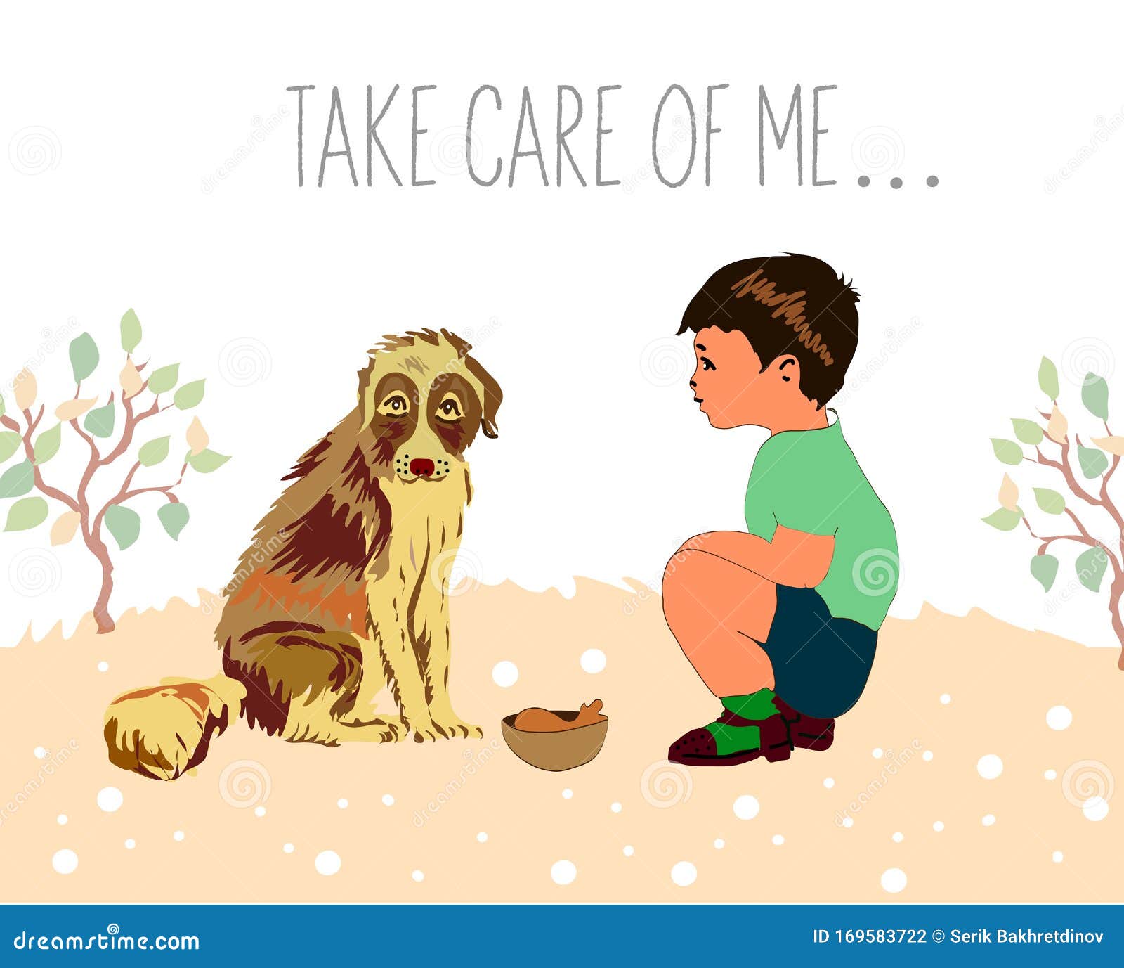 Vector Illustration of Animal Care. Slogan - Take Care of Me Stock Vector -  Illustration of card, hand: 169583722