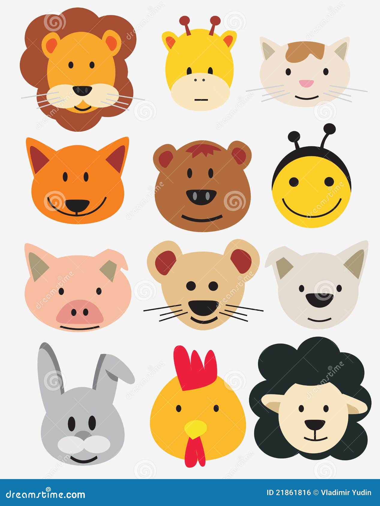 Vector Illustration Of Animal Faces. Stock Vector Image 21861816