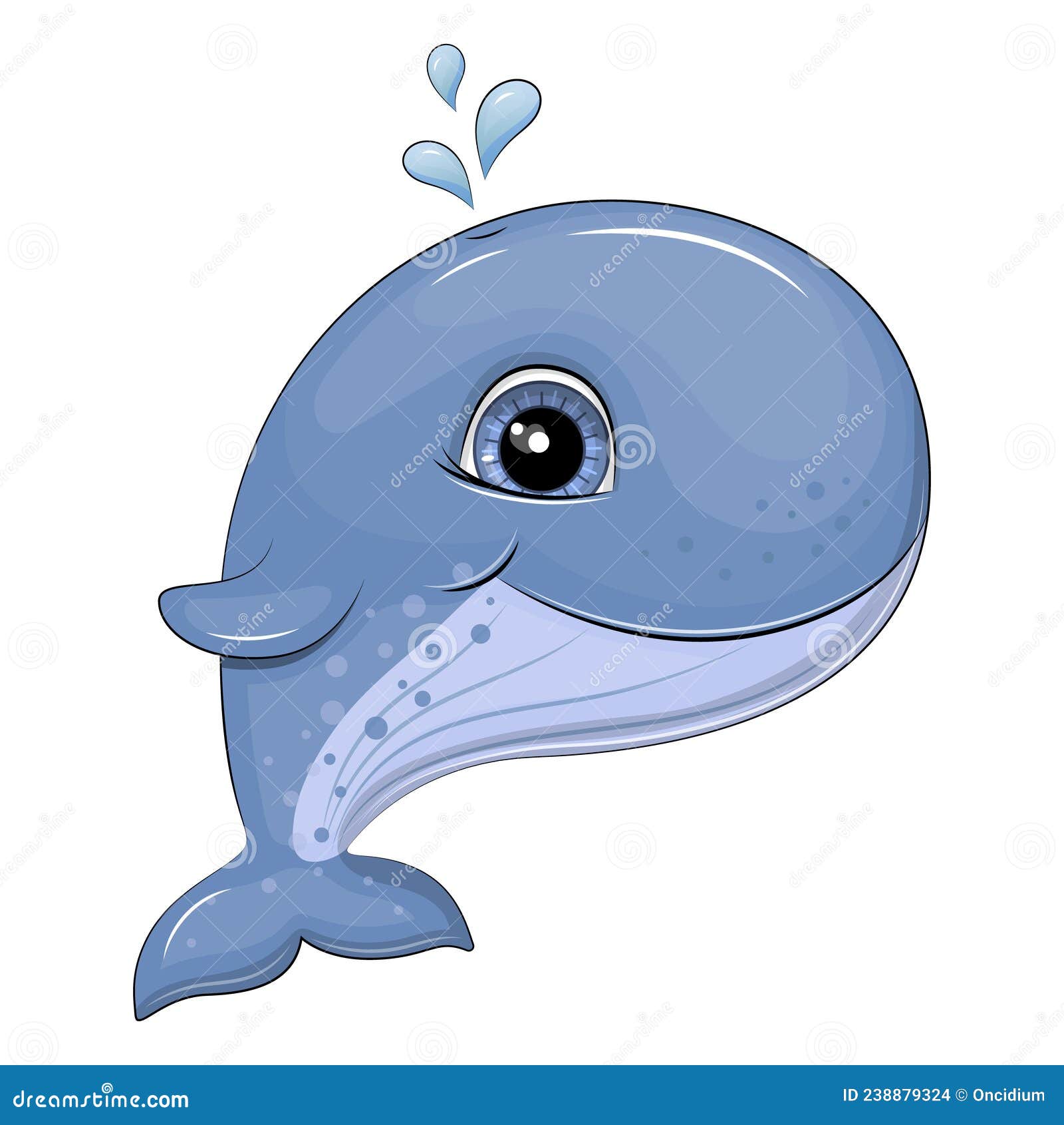 Cute cartoon blue whale. stock vector. Illustration of small - 238879324