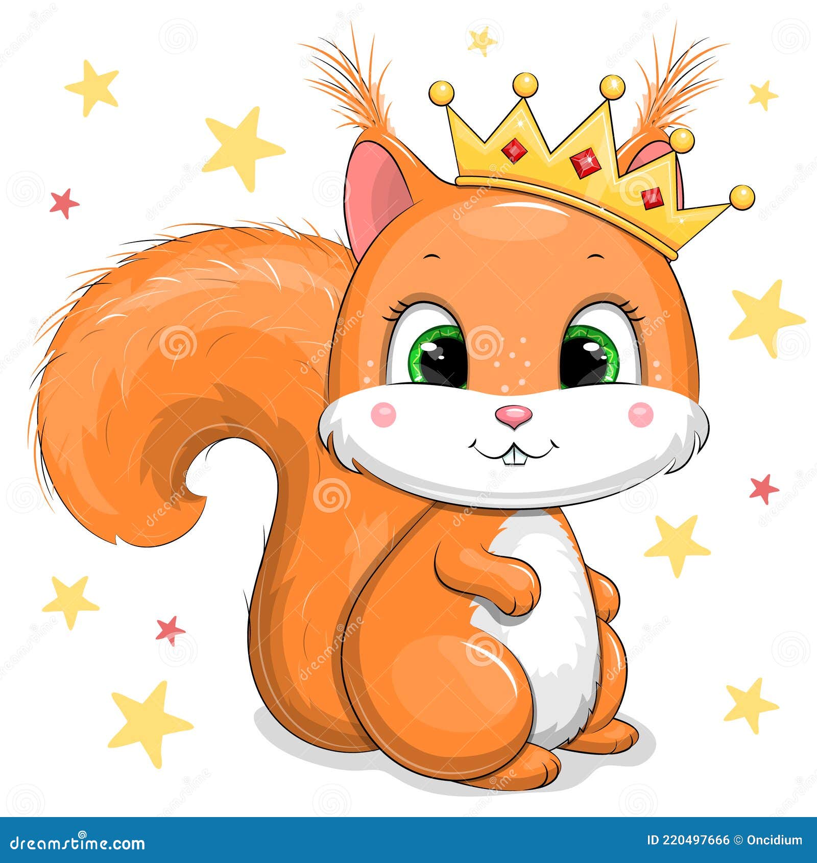 Cute Cartoon Squirrel Queen with a Gold Crown. Stock Illustration -  Illustration of holiday, queen: 220497666