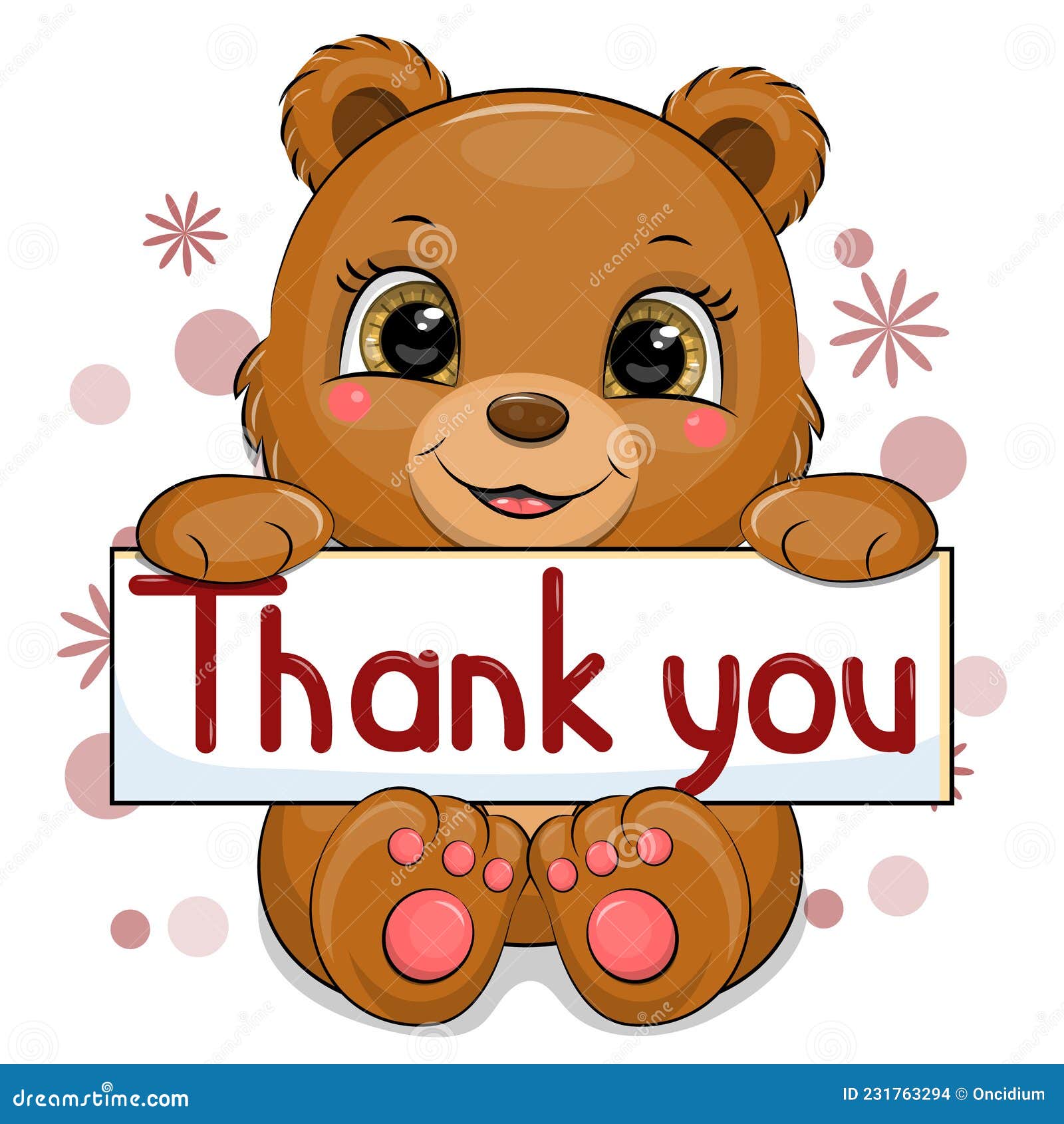 Cute Cartoon Brown Bear With Thank You Banner. Stock Illustration -  Illustration Of Isolated, Brown: 231763294