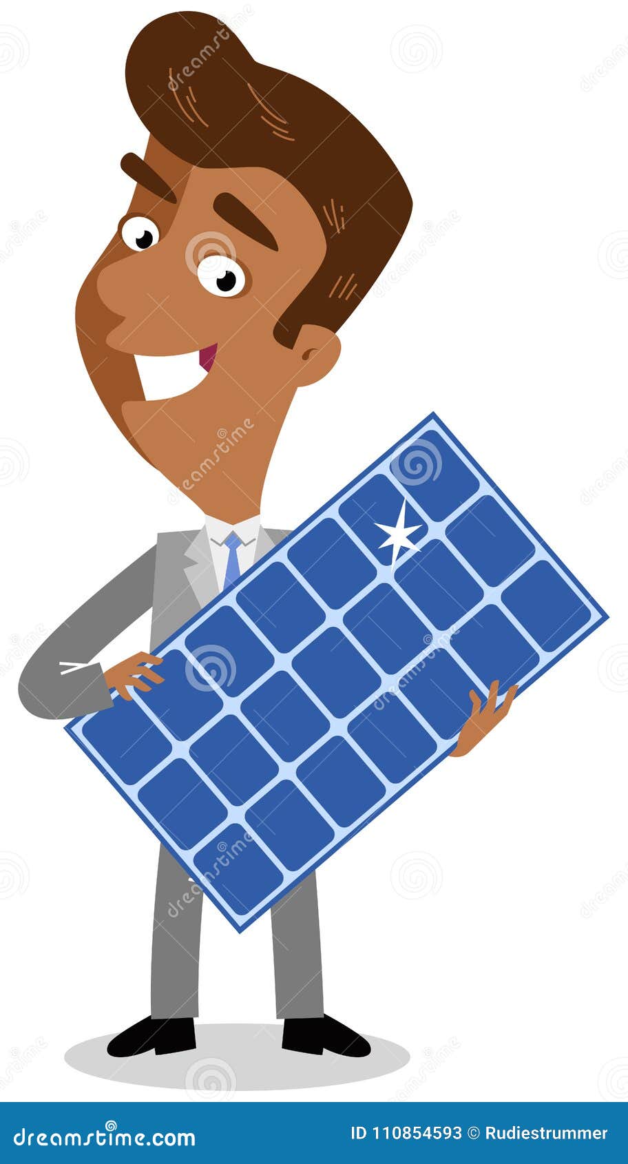 Vector Illustration of an Asian Cartoon Businessman Holding Solar Panel  Stock Vector - Illustration of businessman, environmental: 110854593