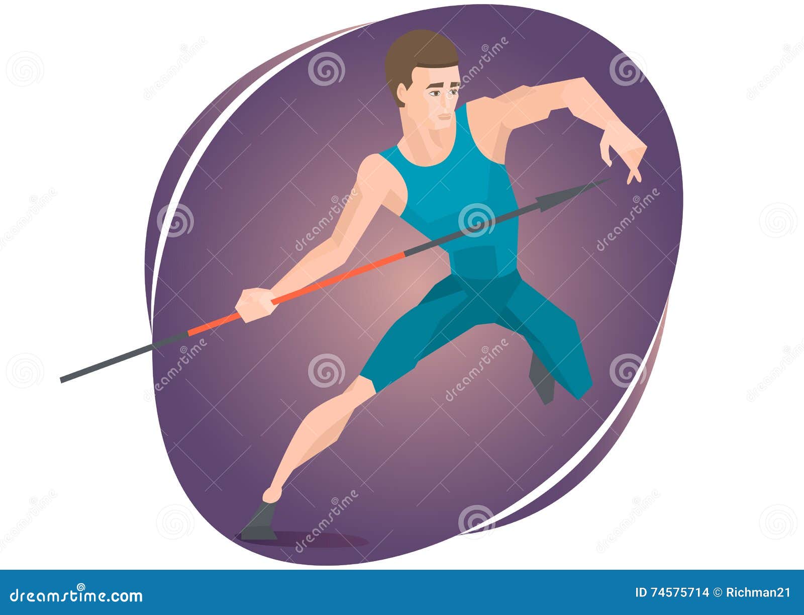 Vector Illustration of an Athlete Throwing a Javelin. Stock Vector Illustration of