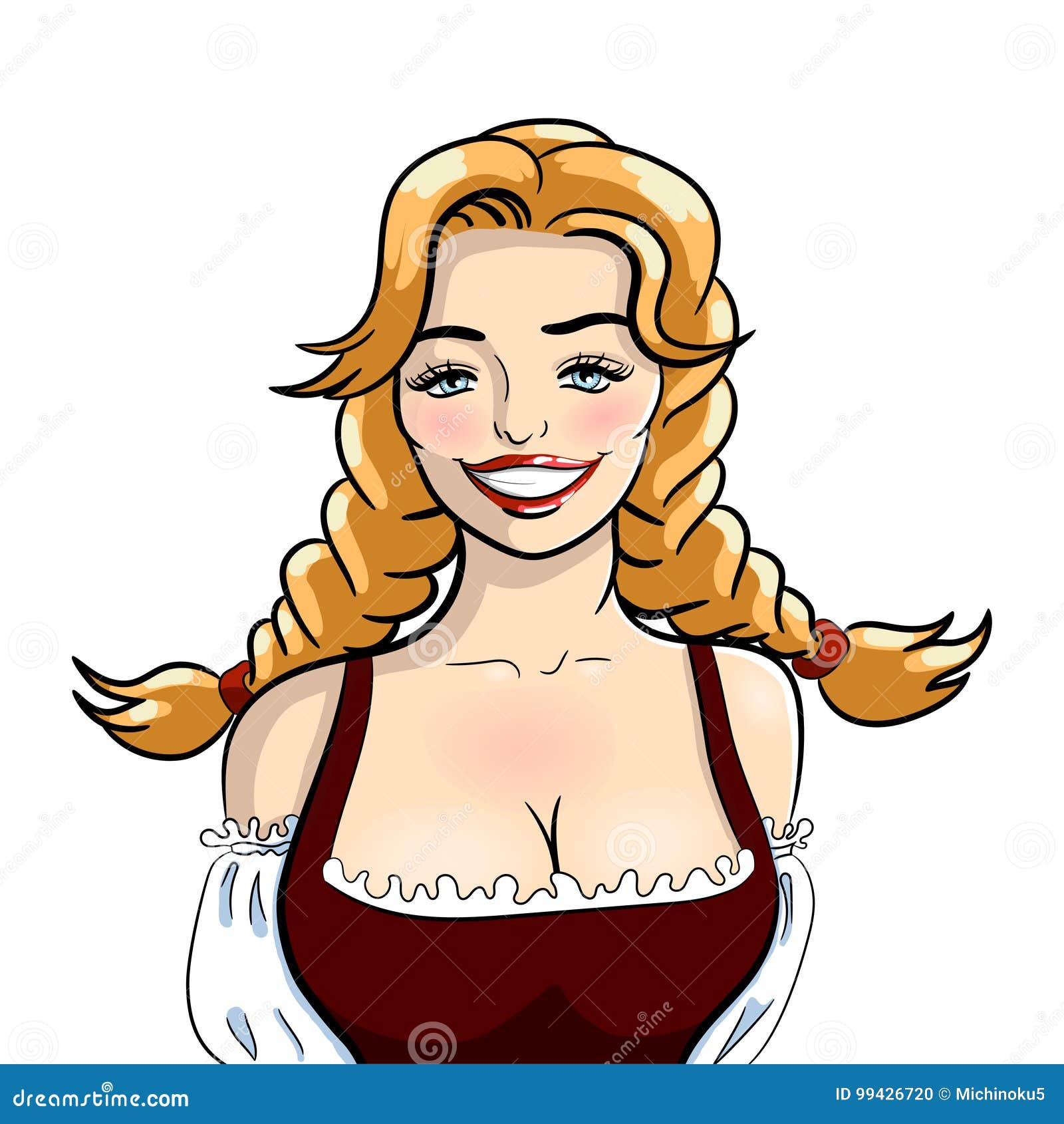 Download Vector Illustration Of Attractive Smiling Waitress. Blondy Woman. Vector Illustration On A White ...