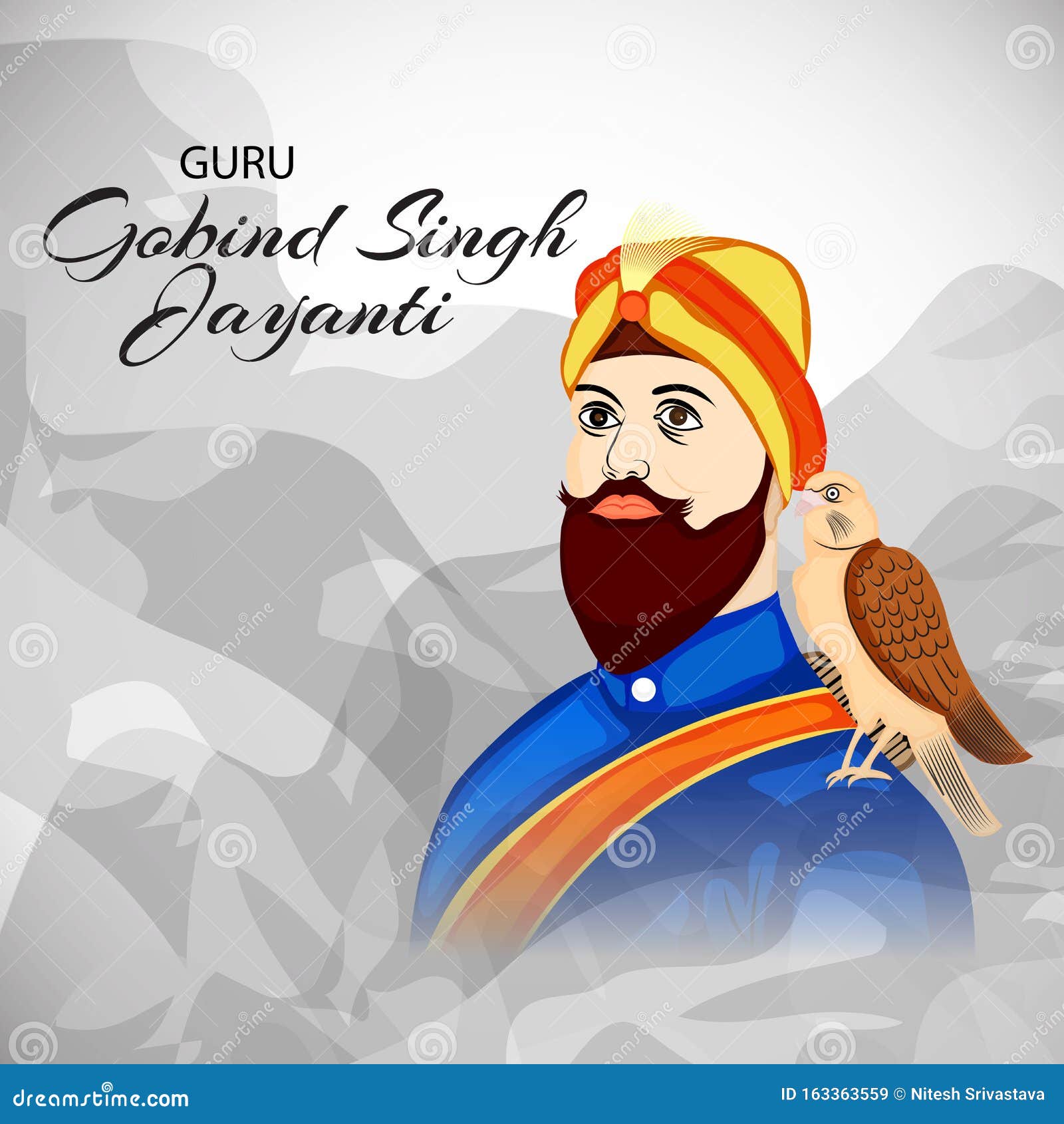 Happy Guru Gobind Singh Jayanti Stock Illustration 