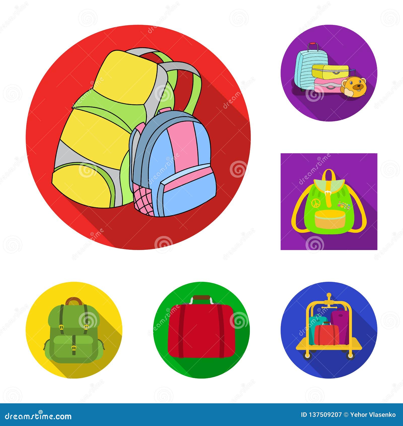 Vector Illustration of and Backpack Logo. Set of and Pack Stock Vector