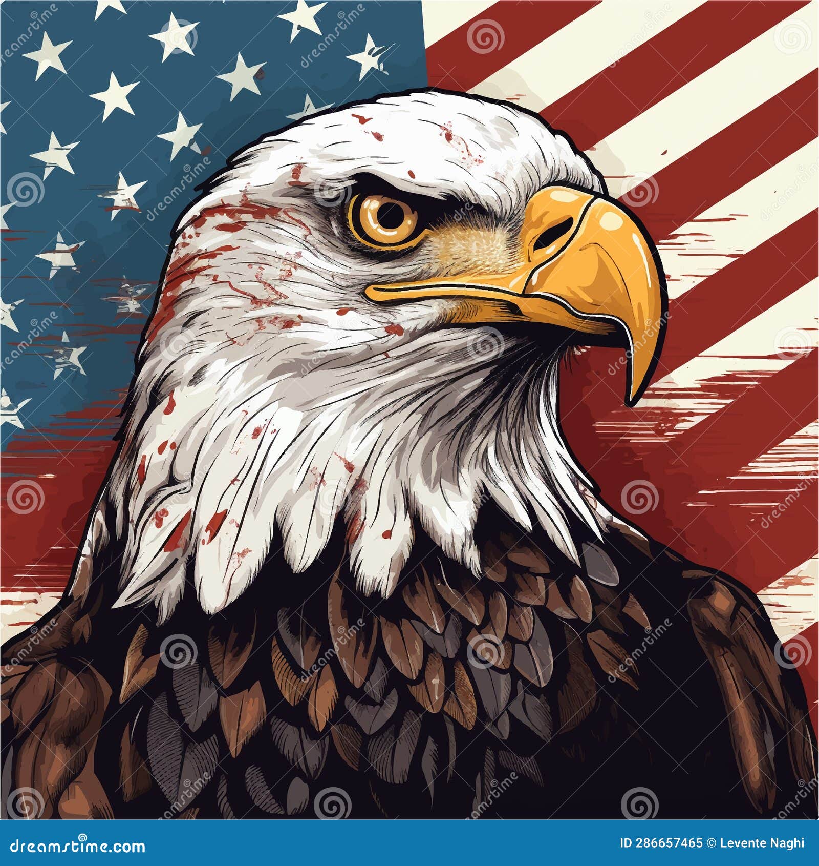 Vector Illustration of a Bald Eagle, Front View, Having a Serious Look ...