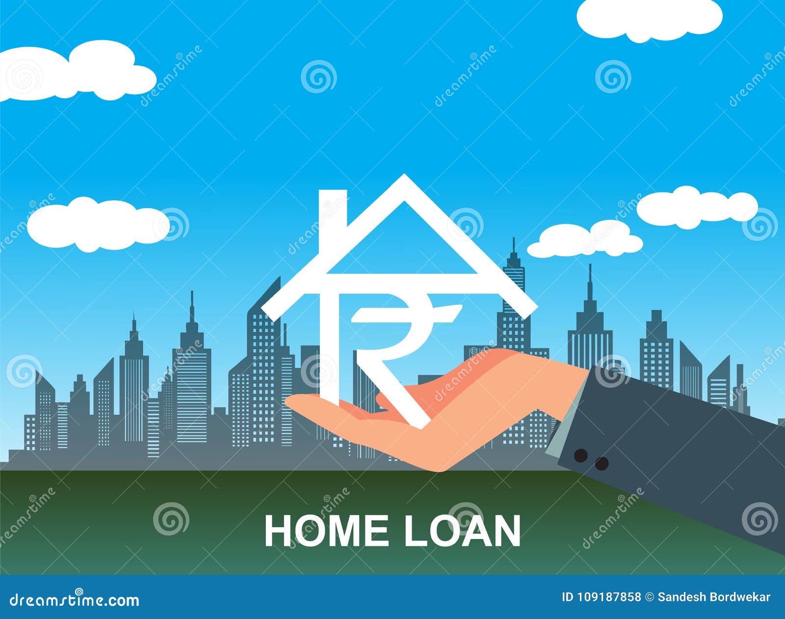 Vector Illustration of Bank Home Loan Concept Stock Vector