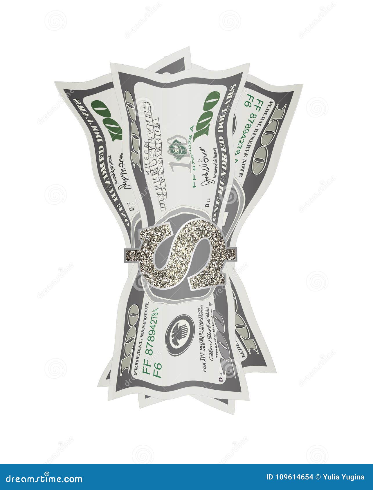 Vector Illustration of Banknotes Folded in Money Clip. Stock Vector ...
