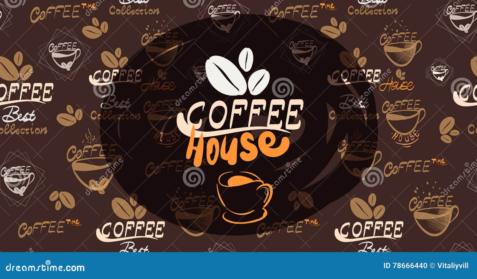 Vector Illustration Banner for Coffee on the Vintage Background- Eps10