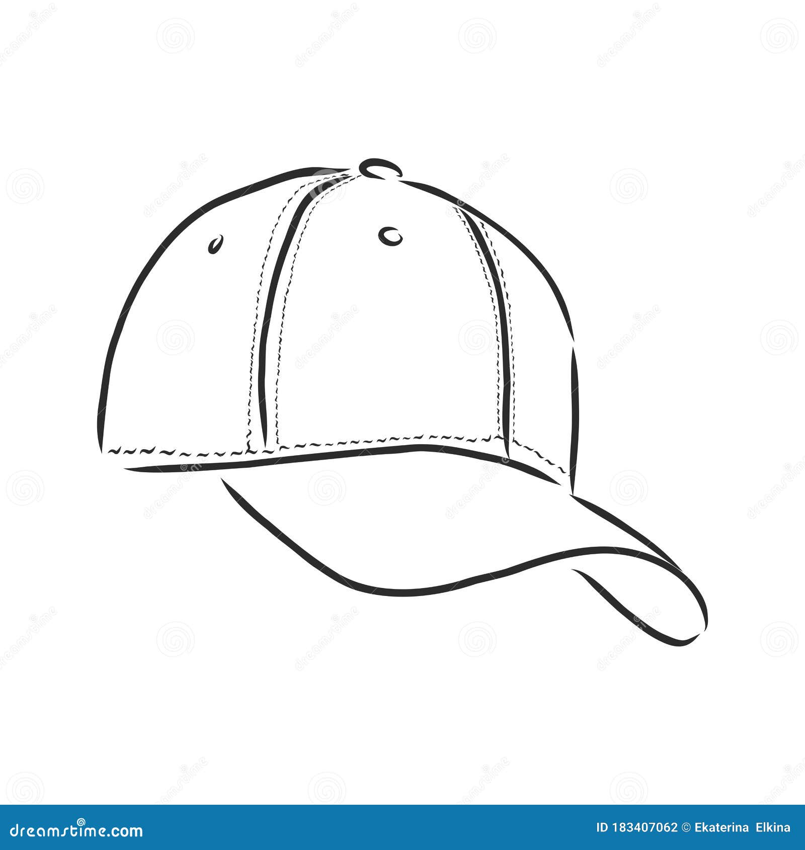 Vector Illustration of Baseball Cap , Cap, Vector Sketch Illustration ...
