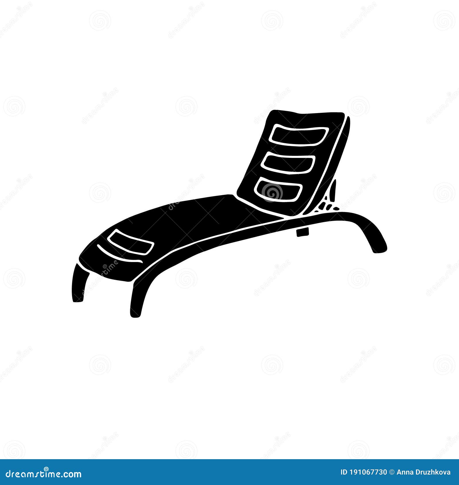 Vector Illustration of a Beach Bed Black Silhouette. Stock Vector ...
