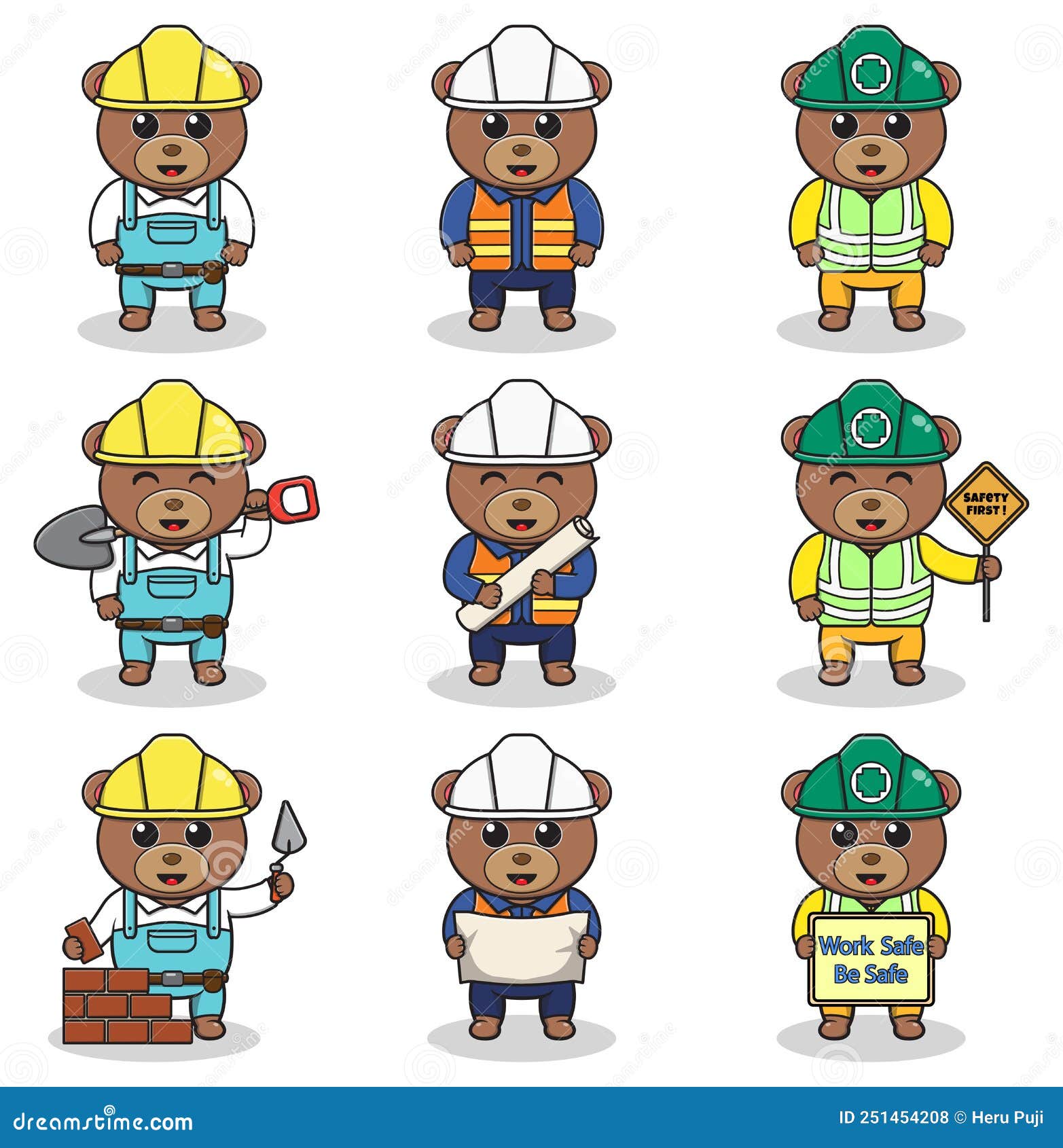 Vector Illustration of Bear Construction Set Stock Vector