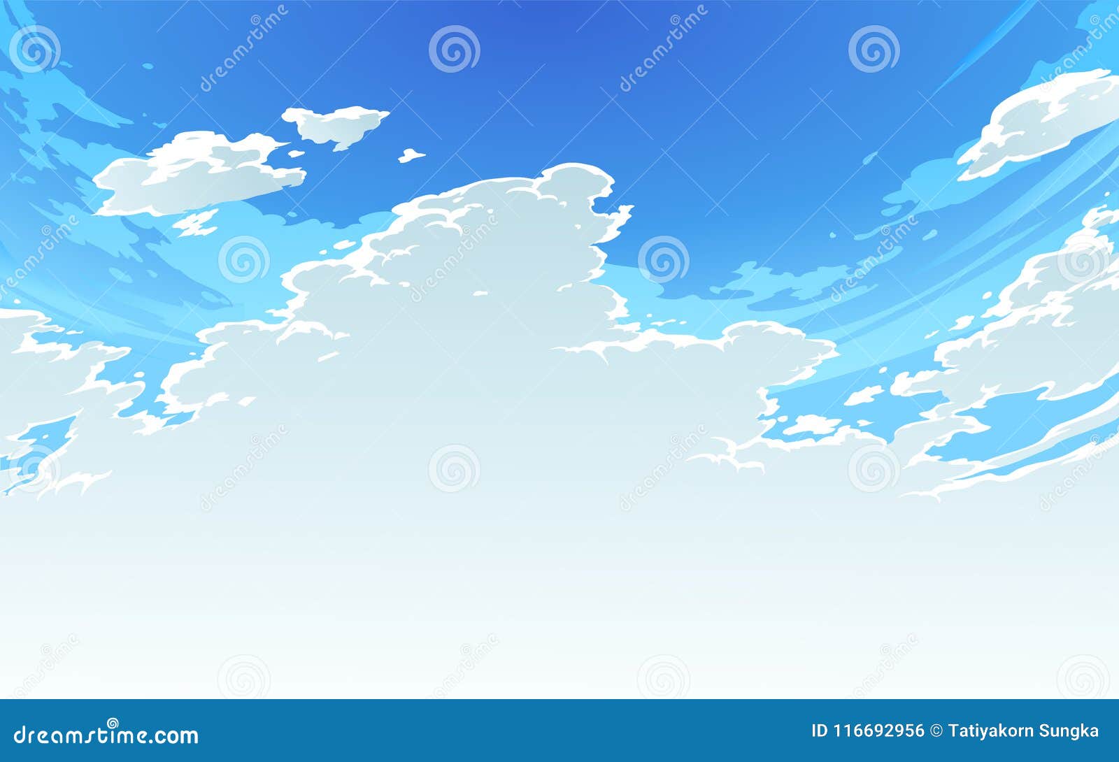 Vector Illustration of Beautiful Bright Cloudy Sky in Anime Style ...