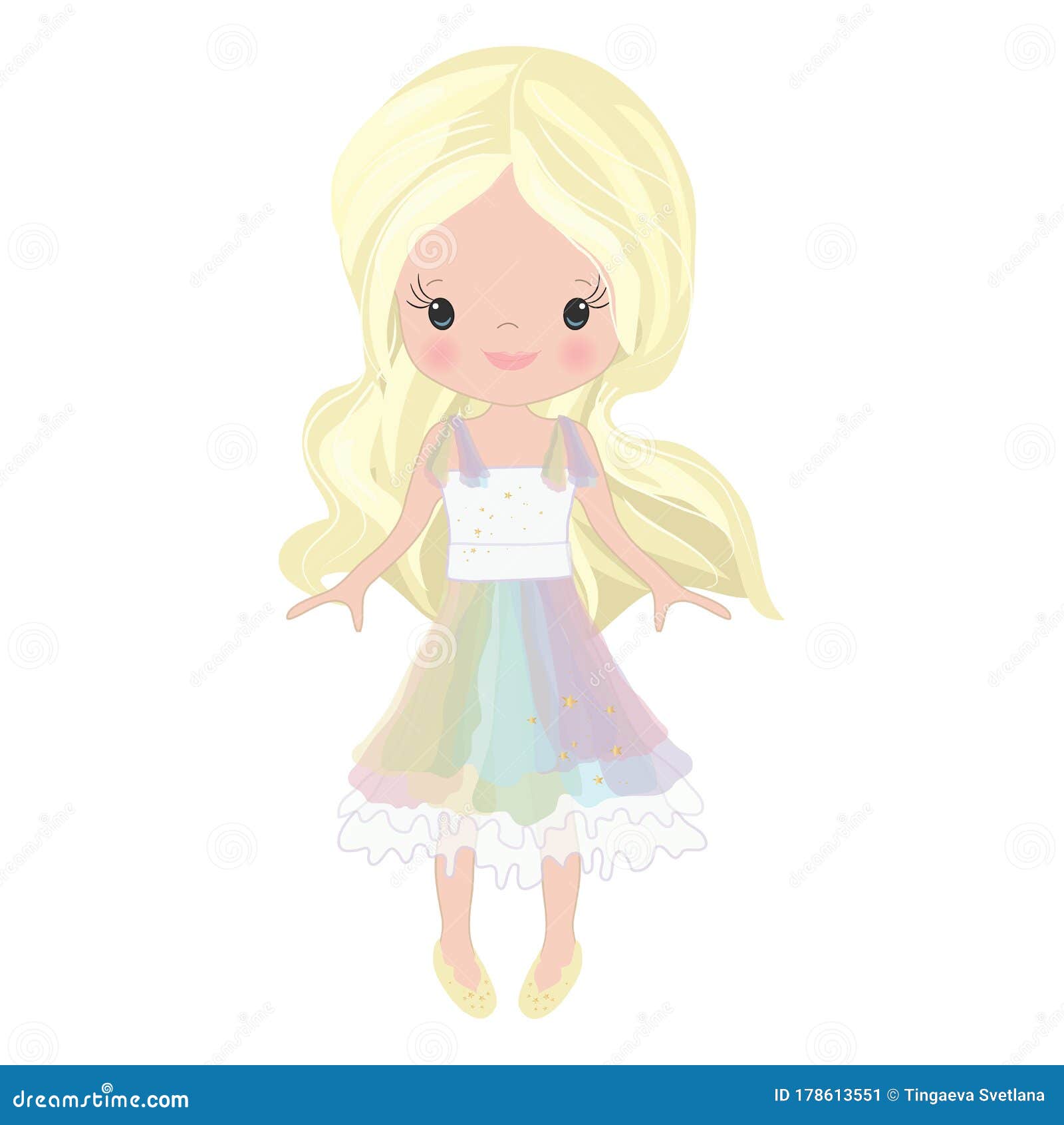 Fairytale Cute Little Princess Cinderella Stock Vector - Illustration of  little, hair: 160343914