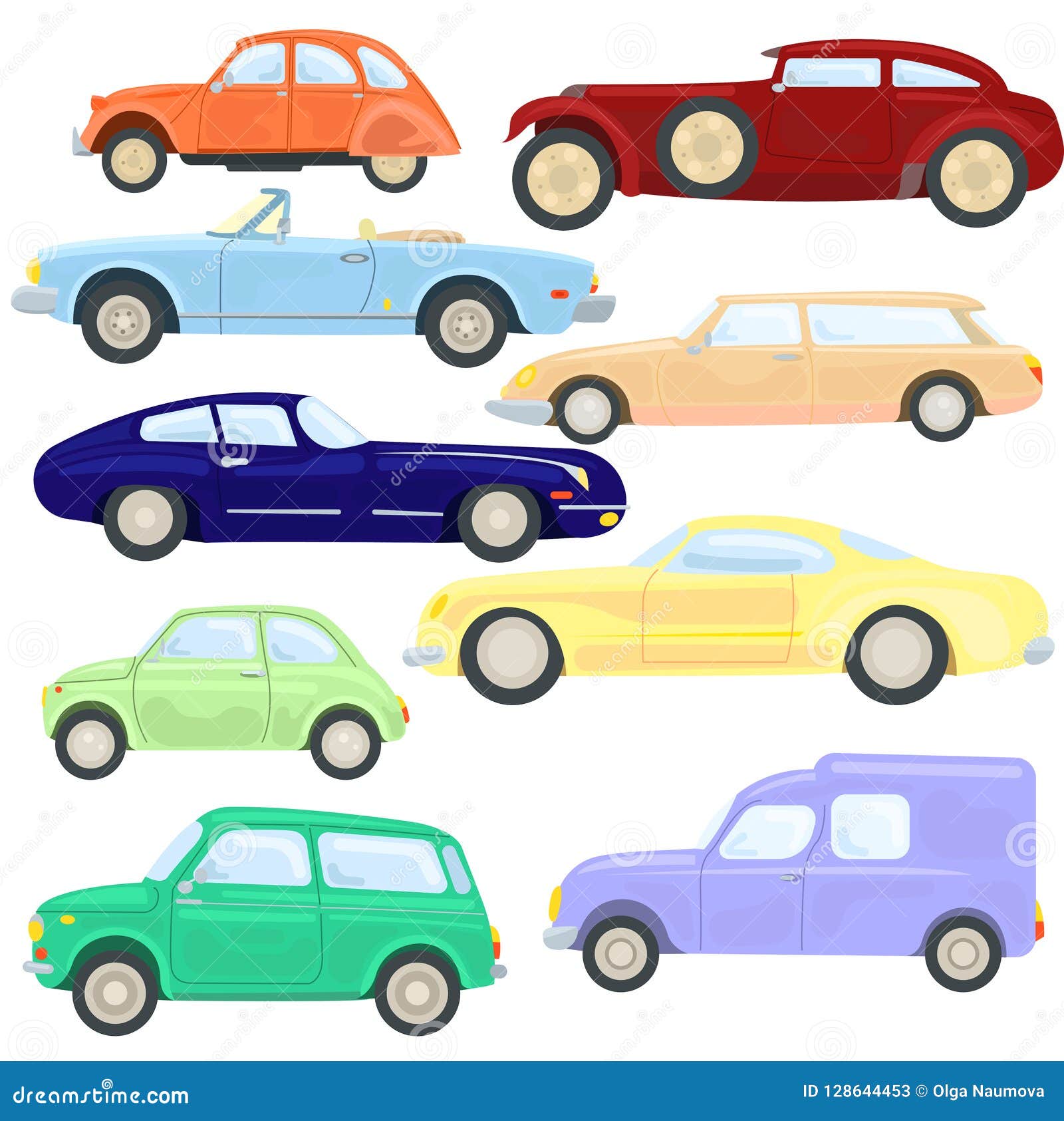 Vector Illustration of Beautiful Retro Cars. Vintage Cars Vectors Stock ...