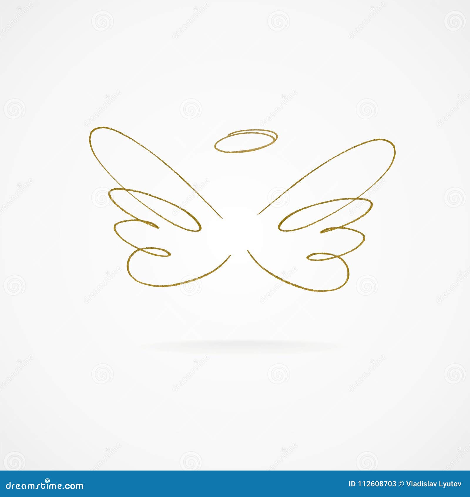 Vector Illustration of Big Golden Wings. Stock Vector Illustration of