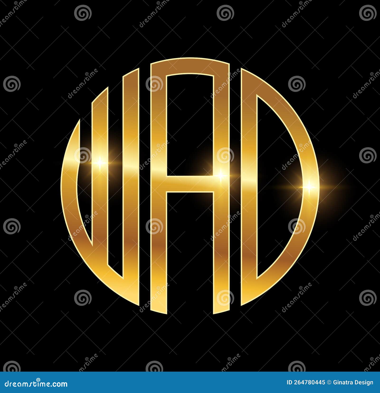Golden Monogram Initial Letters WAD Stock Vector Illustration of