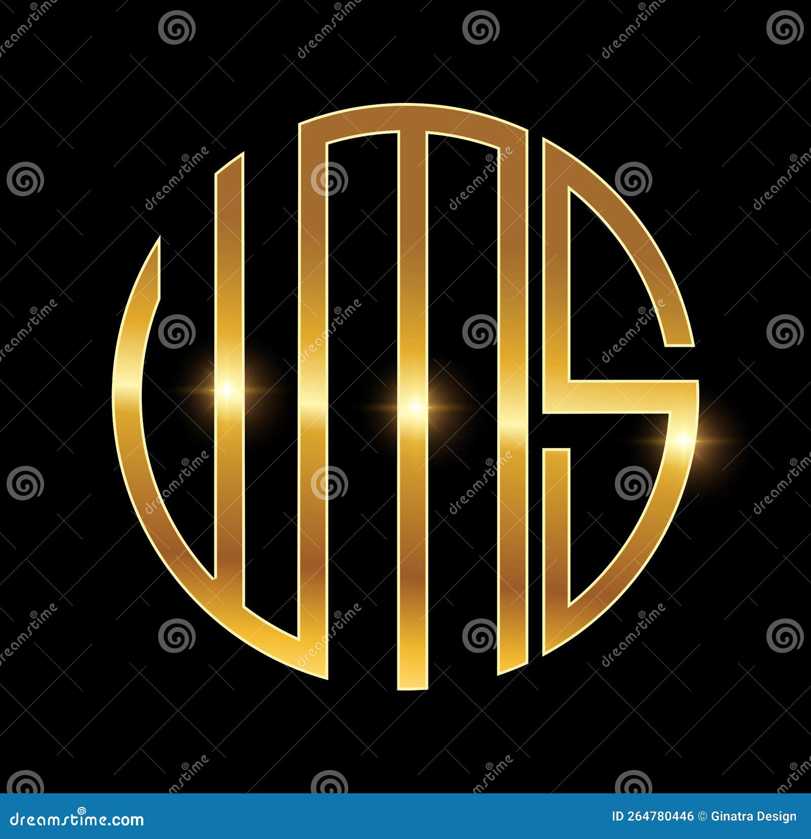 Golden Monogram Initial Letters WMS Stock Vector Illustration of