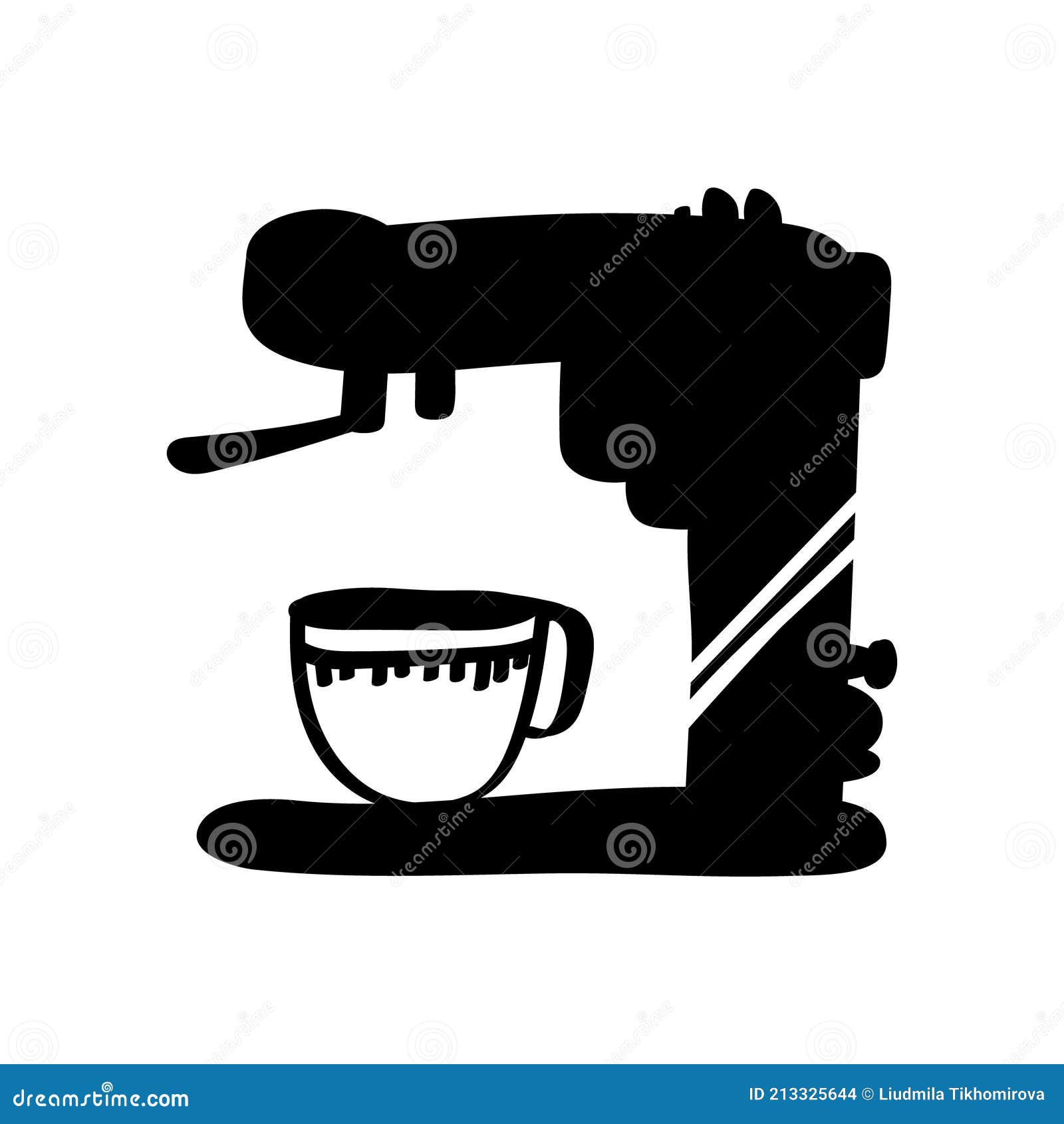 Vector Illustration of Black Kitchen Tools on White Background - Espresso  Machine, Coffee Maker. Stock Vector - Illustration of cook, flat: 213325644