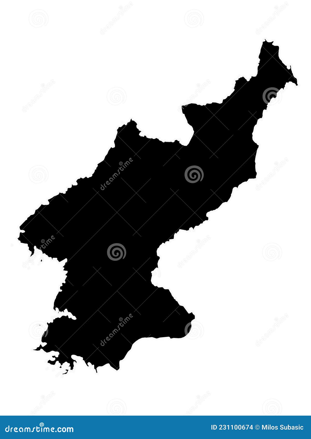 Black Map of North Korea stock vector. Illustration of asia - 231100674