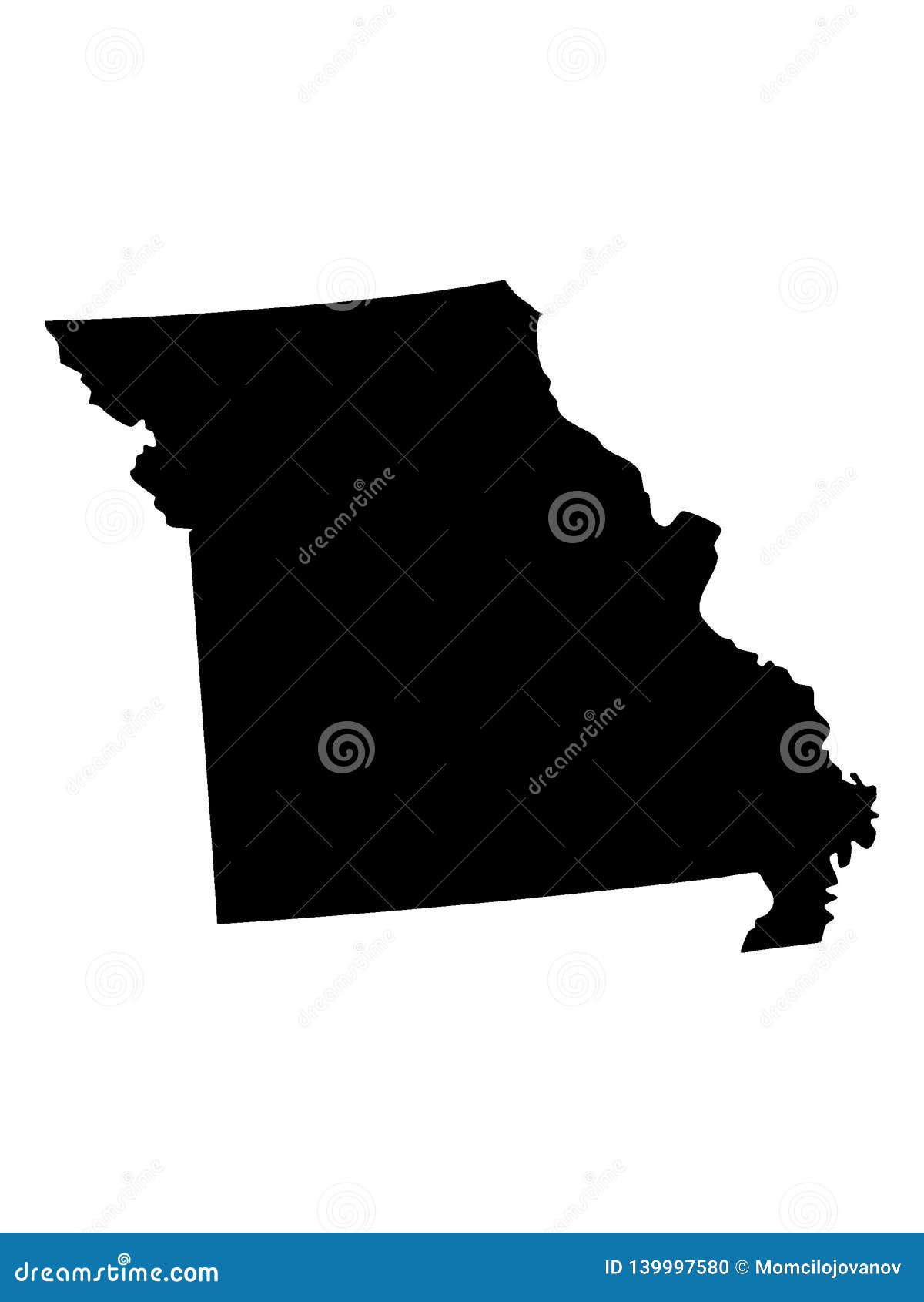 Black Map of USA State of Missouri Stock Vector Illustration of state